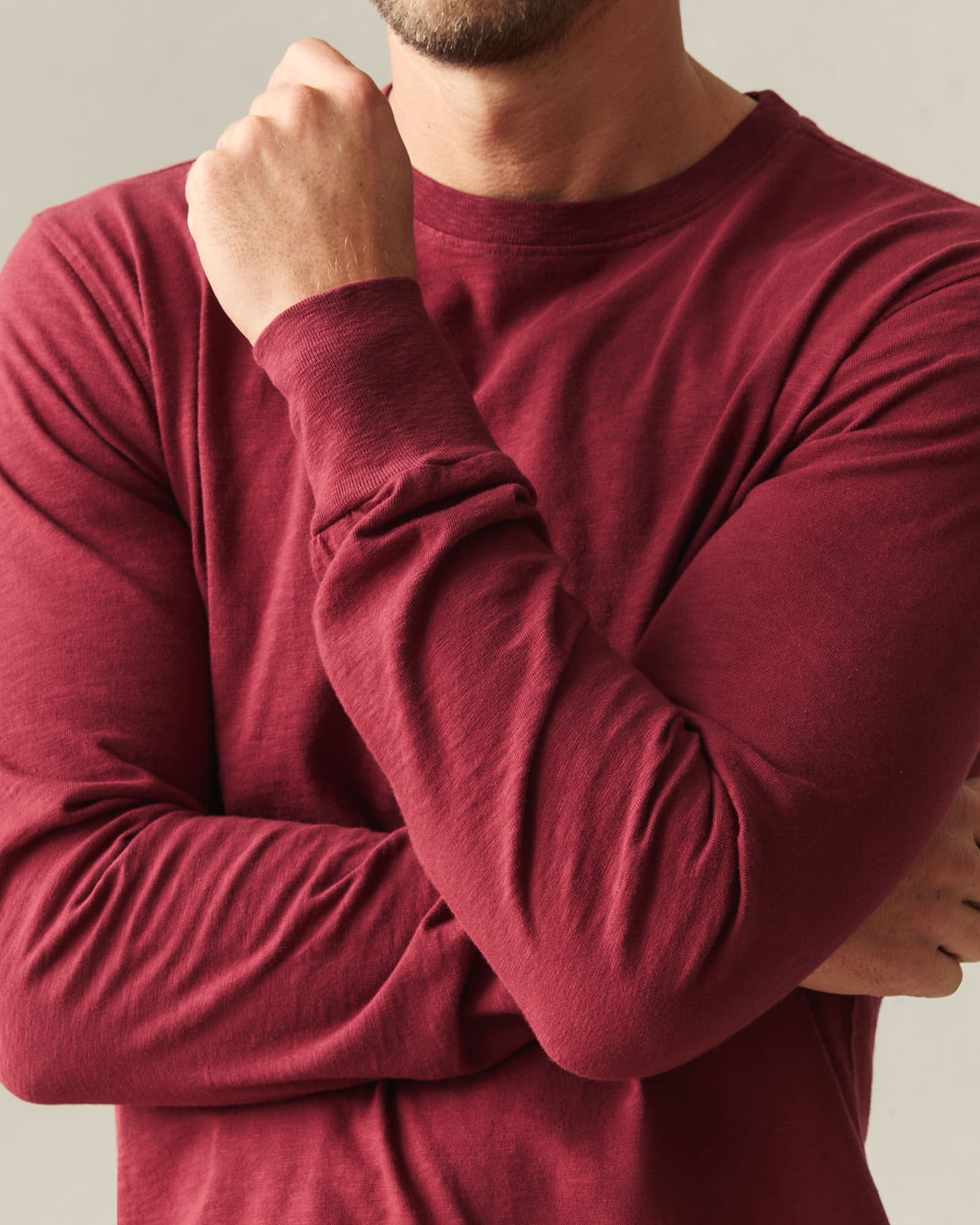Men's Premium Slub Crew Tee Long Sleeve - Syrah - Image 4