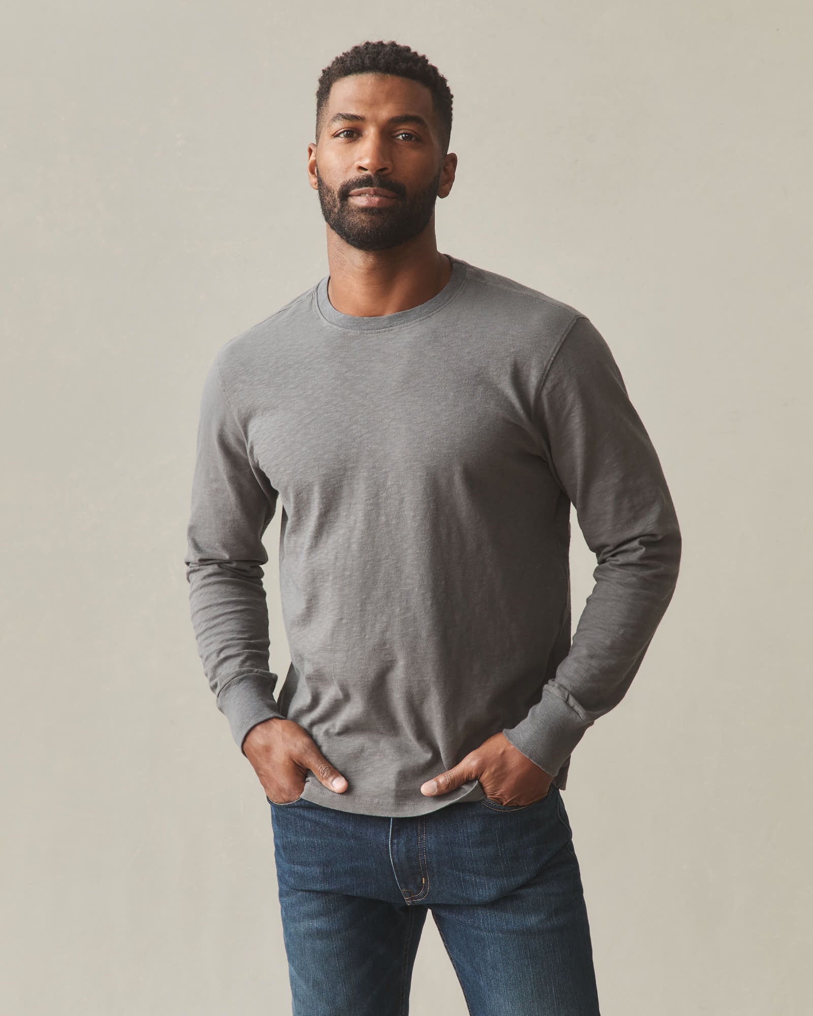Men's Premium Slub Crew Tee Long Sleeve - Thunderstorm - Image 2
