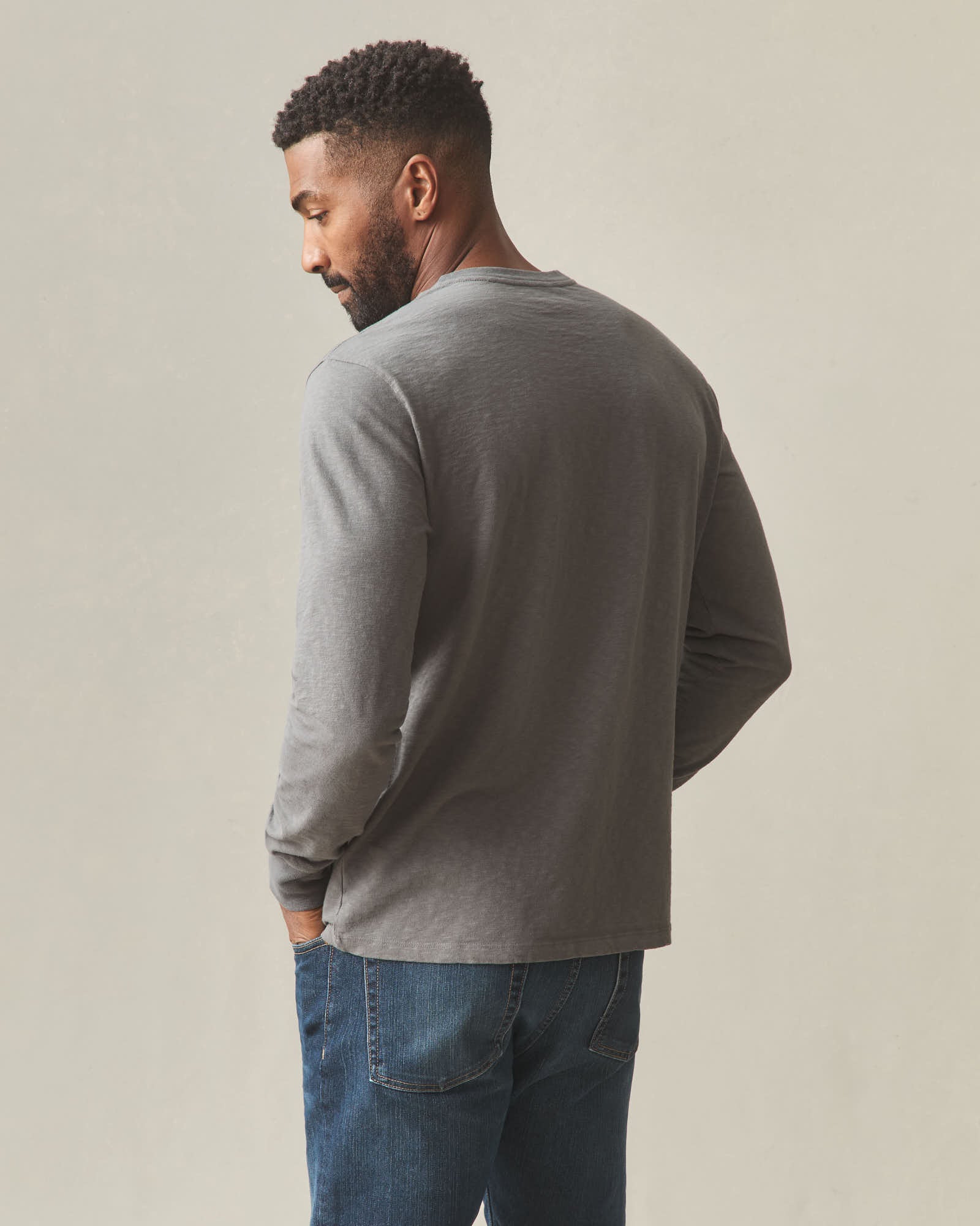 Men's Premium Slub Crew Tee Long Sleeve - Thunderstorm - Image 4