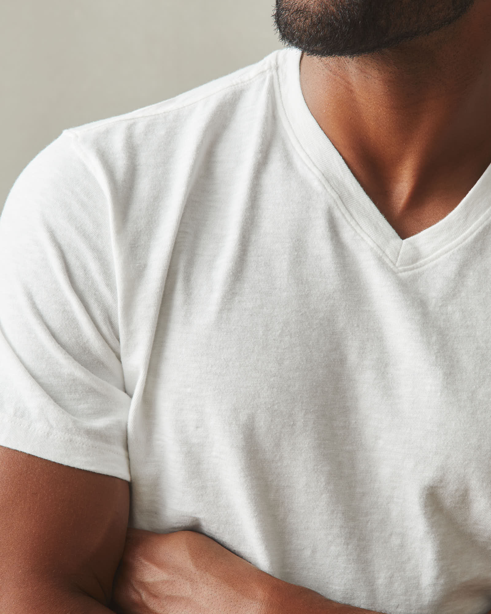 Men's Premium Slub V-Neck Tee - Bone - Image 4