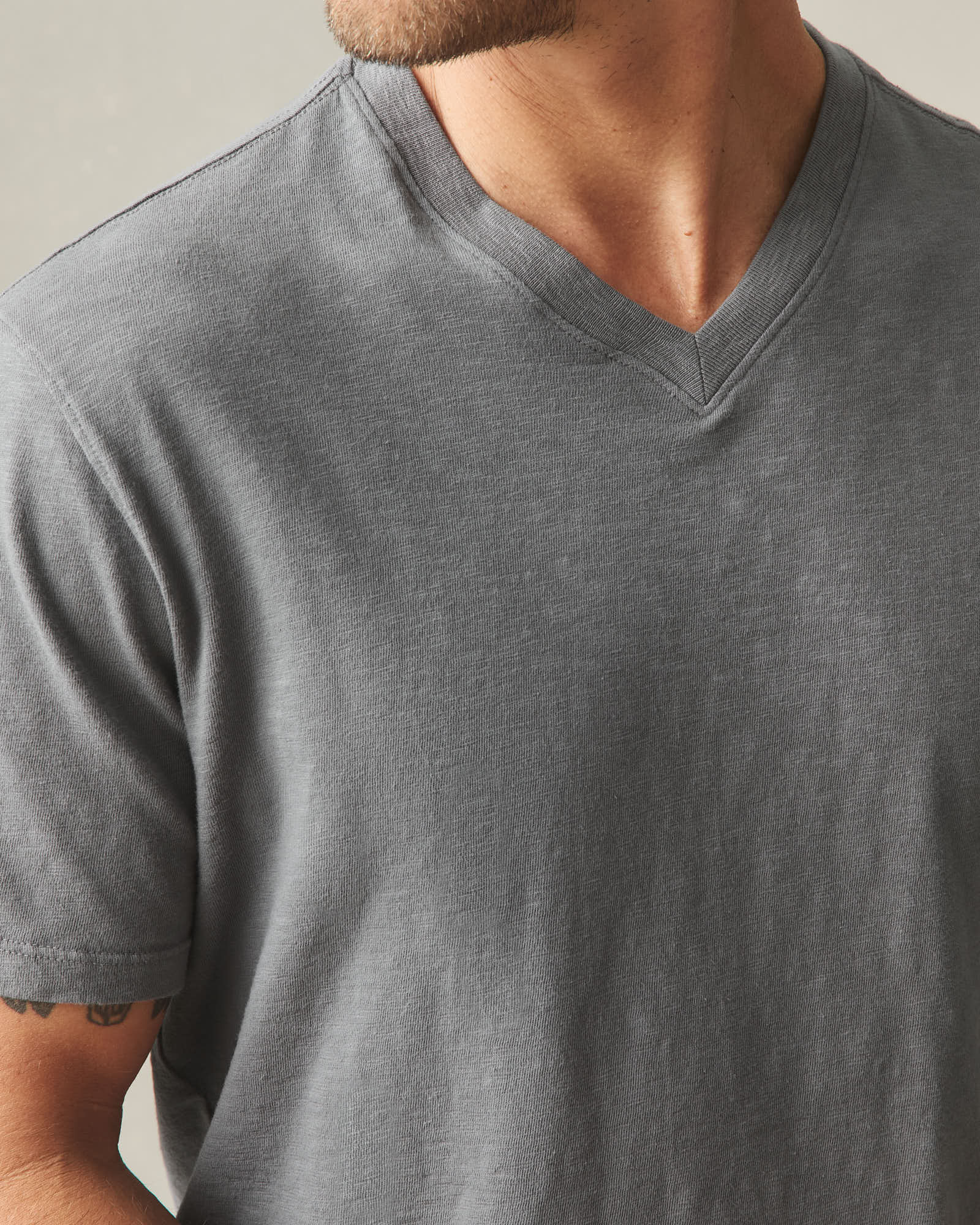 Men's Premium Slub V-Neck Tee - Monument - Image 3