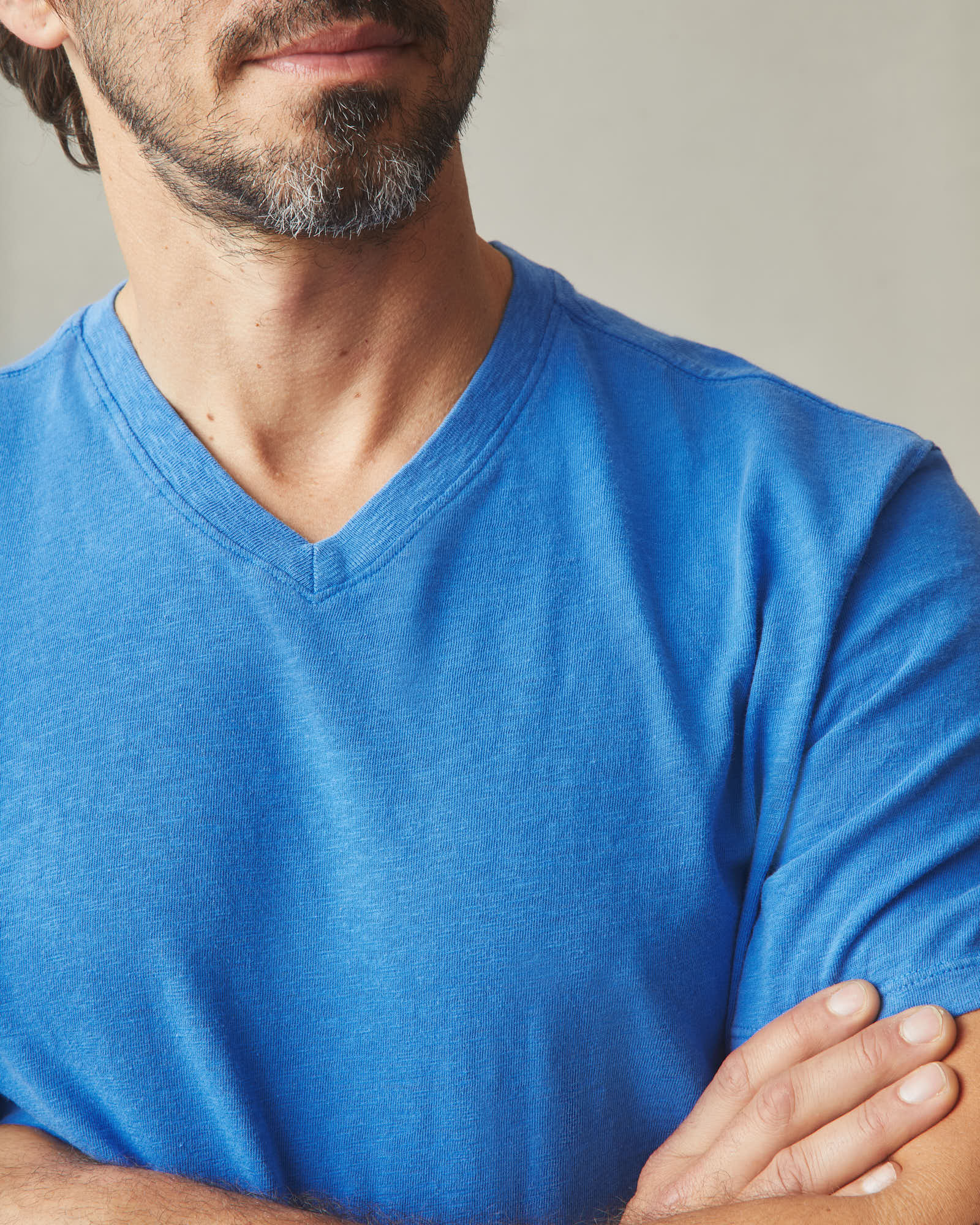 Men's Premium Slub V-Neck Tee - Strong Blue - Image 3