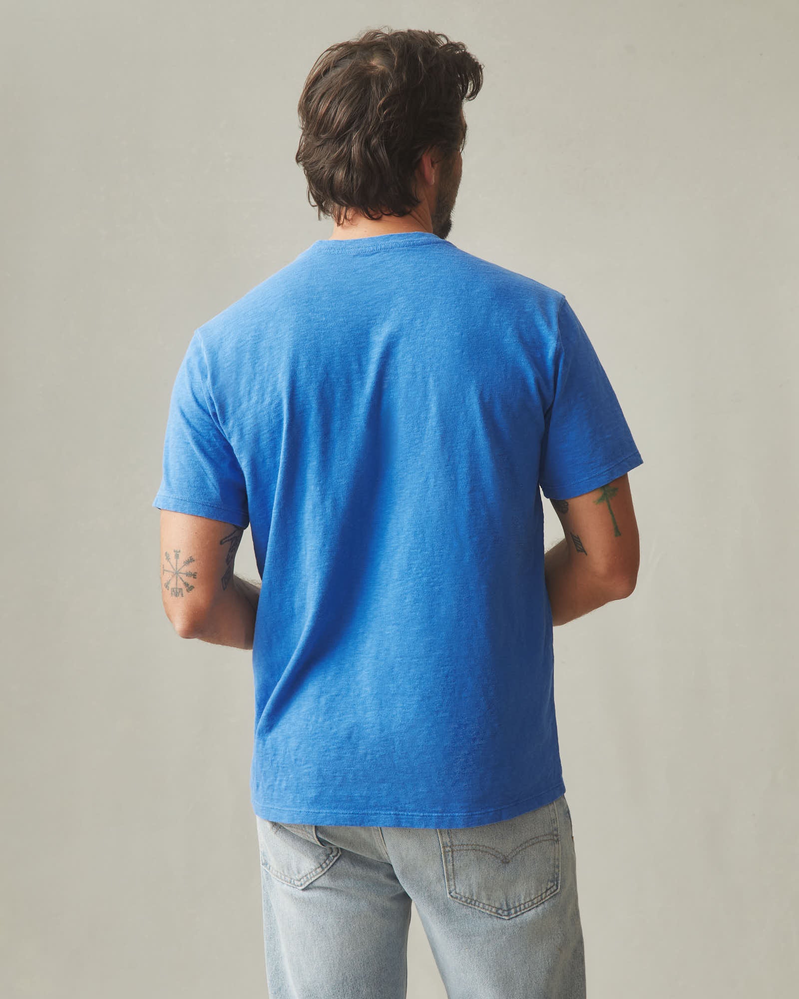 Men's Premium Slub V-Neck Tee - Strong Blue - Image 4