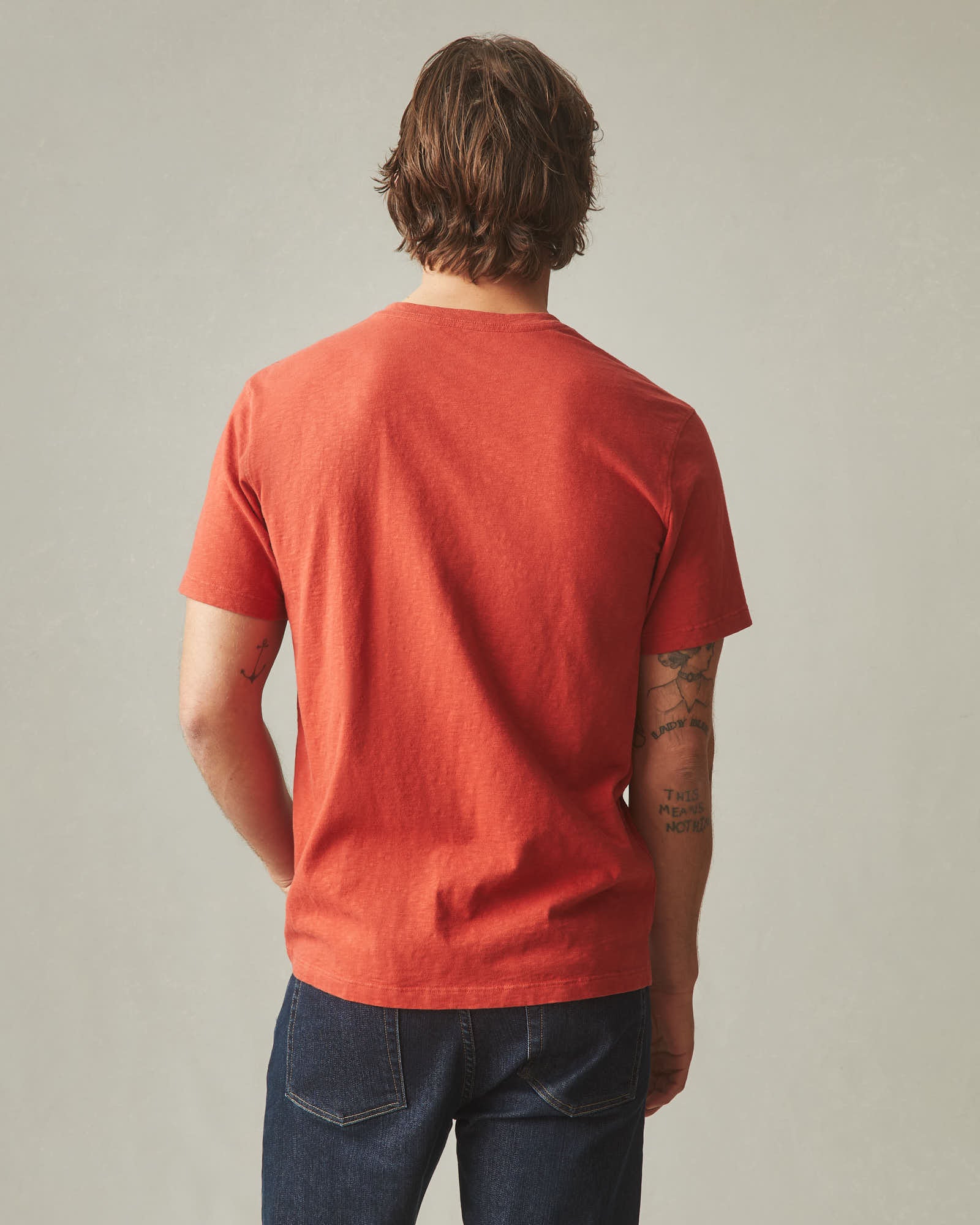 Men's Premium Slub V-Neck Tee - Tiger Lily - Image 3