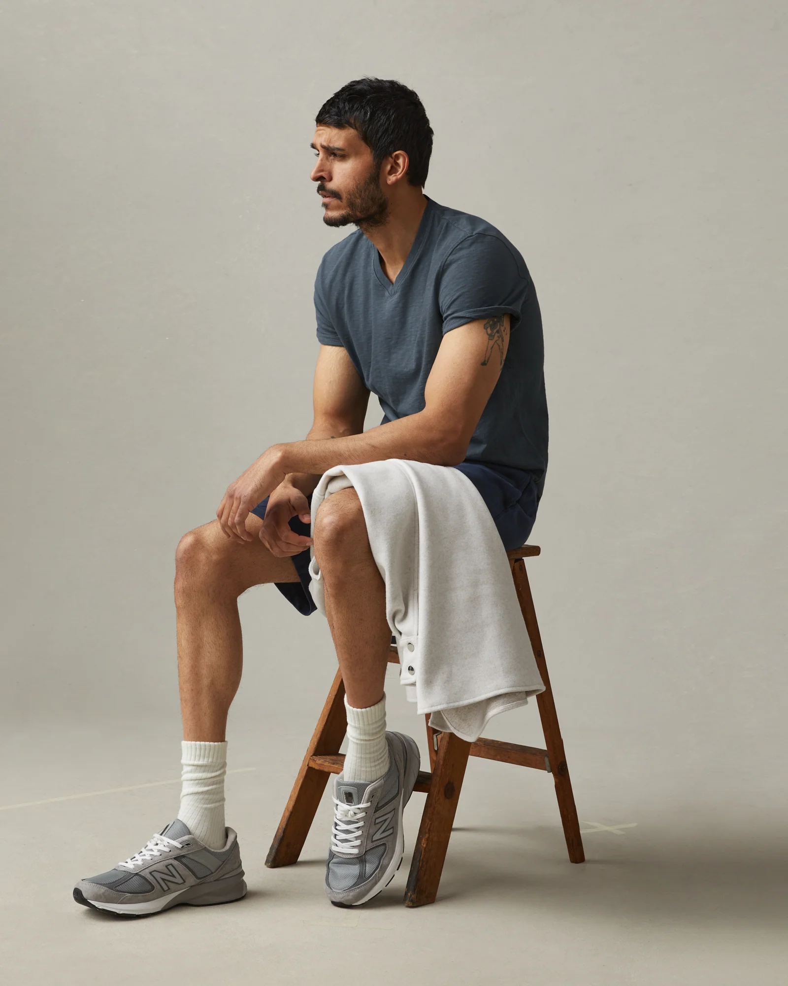 Men's Premium Slub V-Neck Tee - Vintage Indigo - Image 5