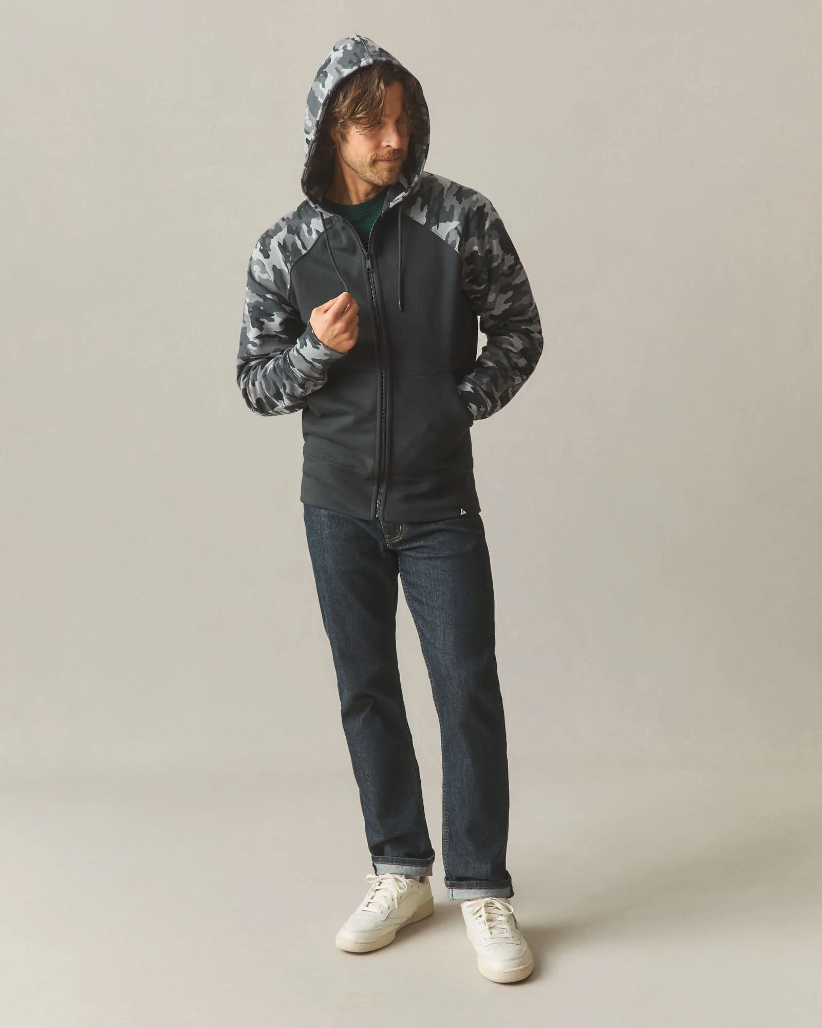 Men's Raglan Classic Full Zip - Black Camo - Image 5