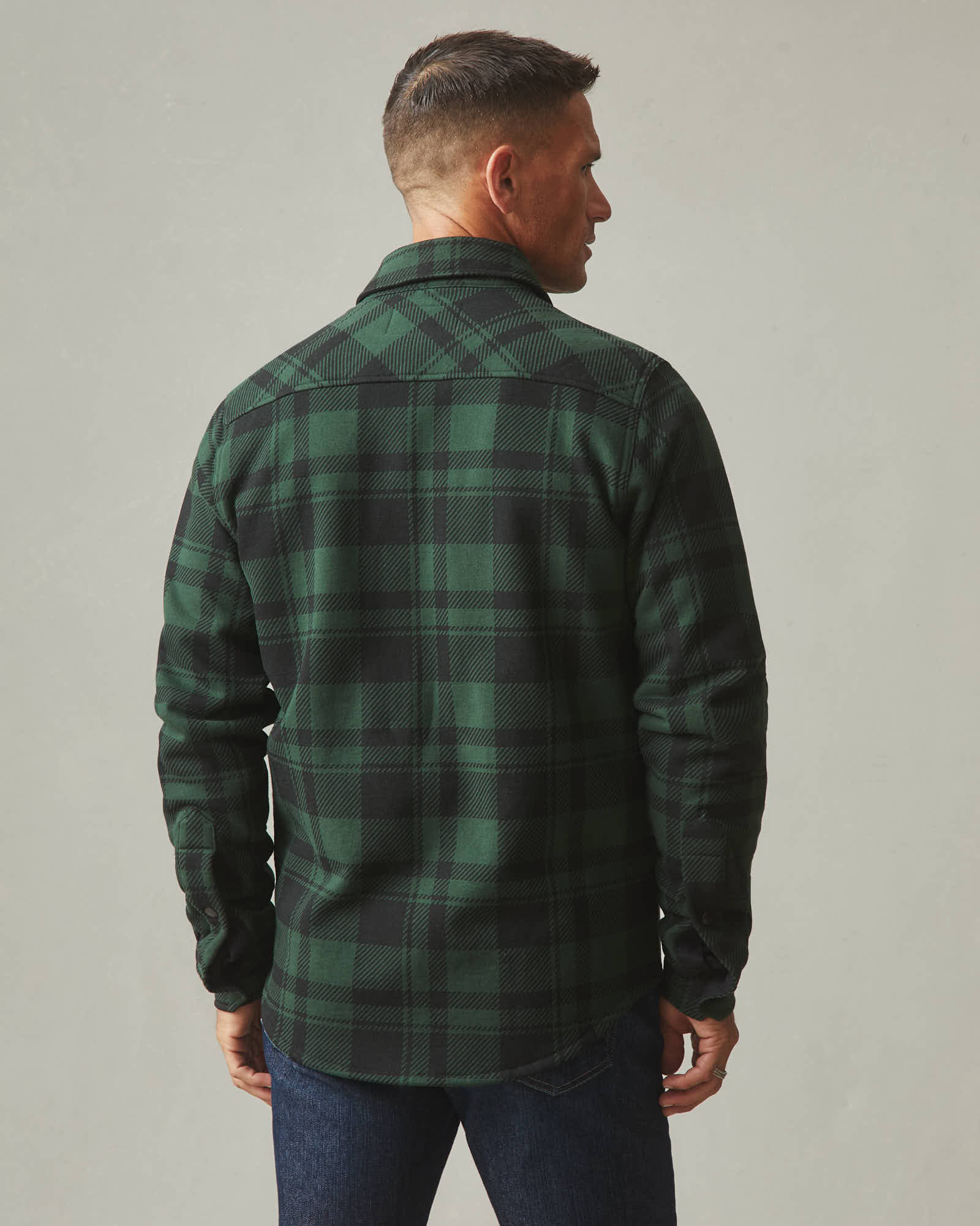 Unisex Redwood Fleece Overshirt - Green Moss Plaid - Image 5