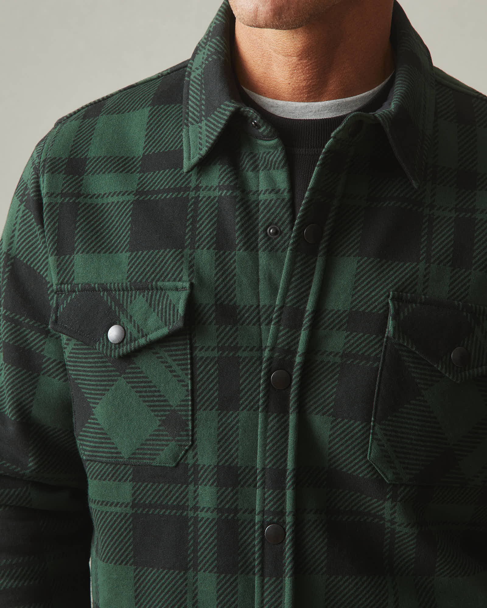 Unisex Redwood Fleece Overshirt - Green Moss Plaid - Image 6