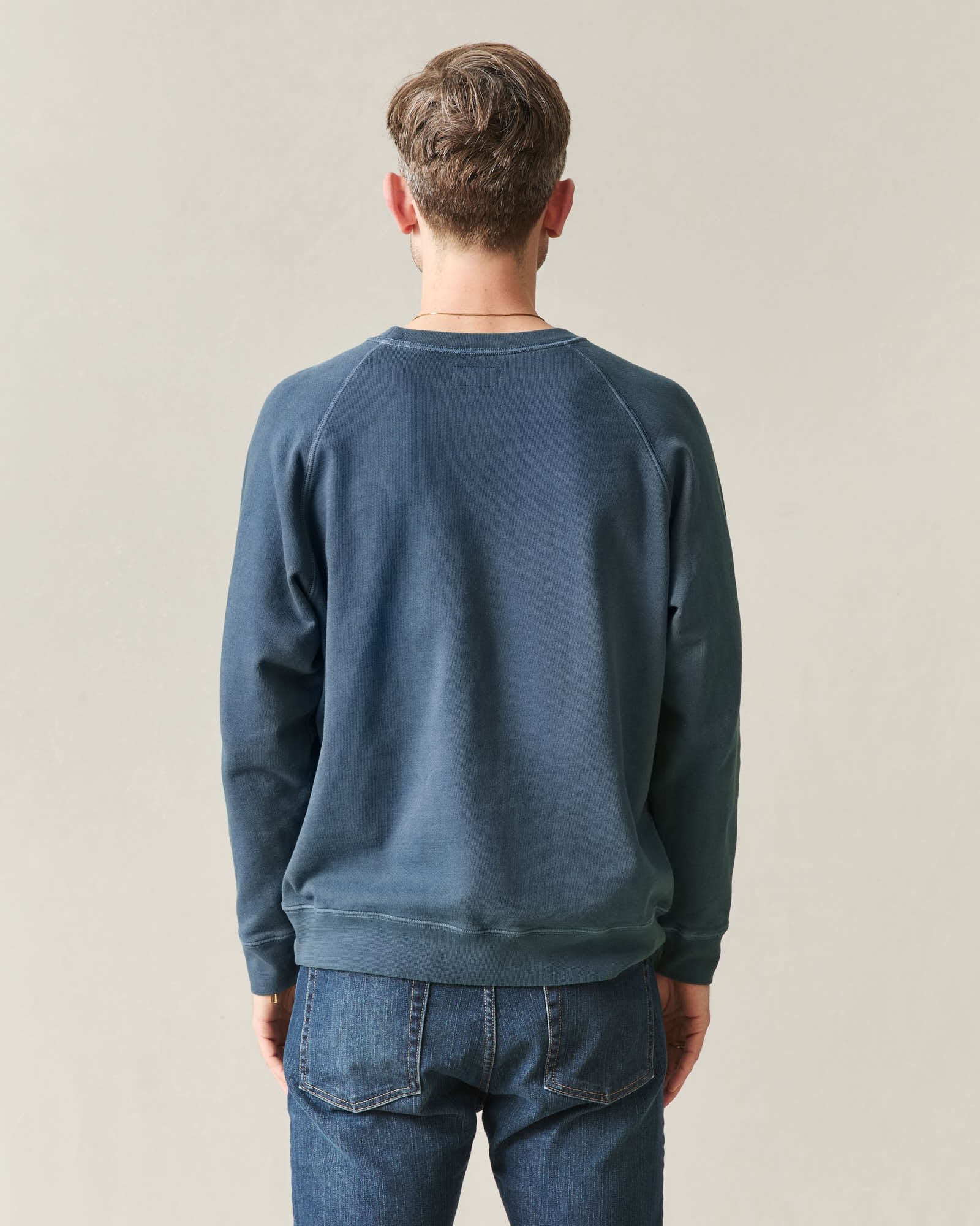 Men's Relaxed French Terry Crew - Blue Stream - Image 4