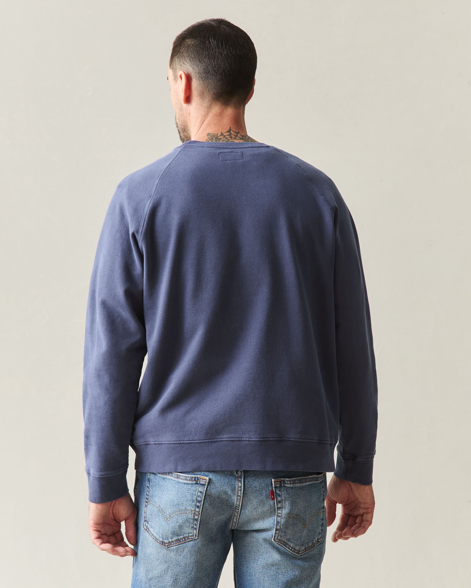 Men's Relaxed French Terry Crew - Patriot Blue - Image 3