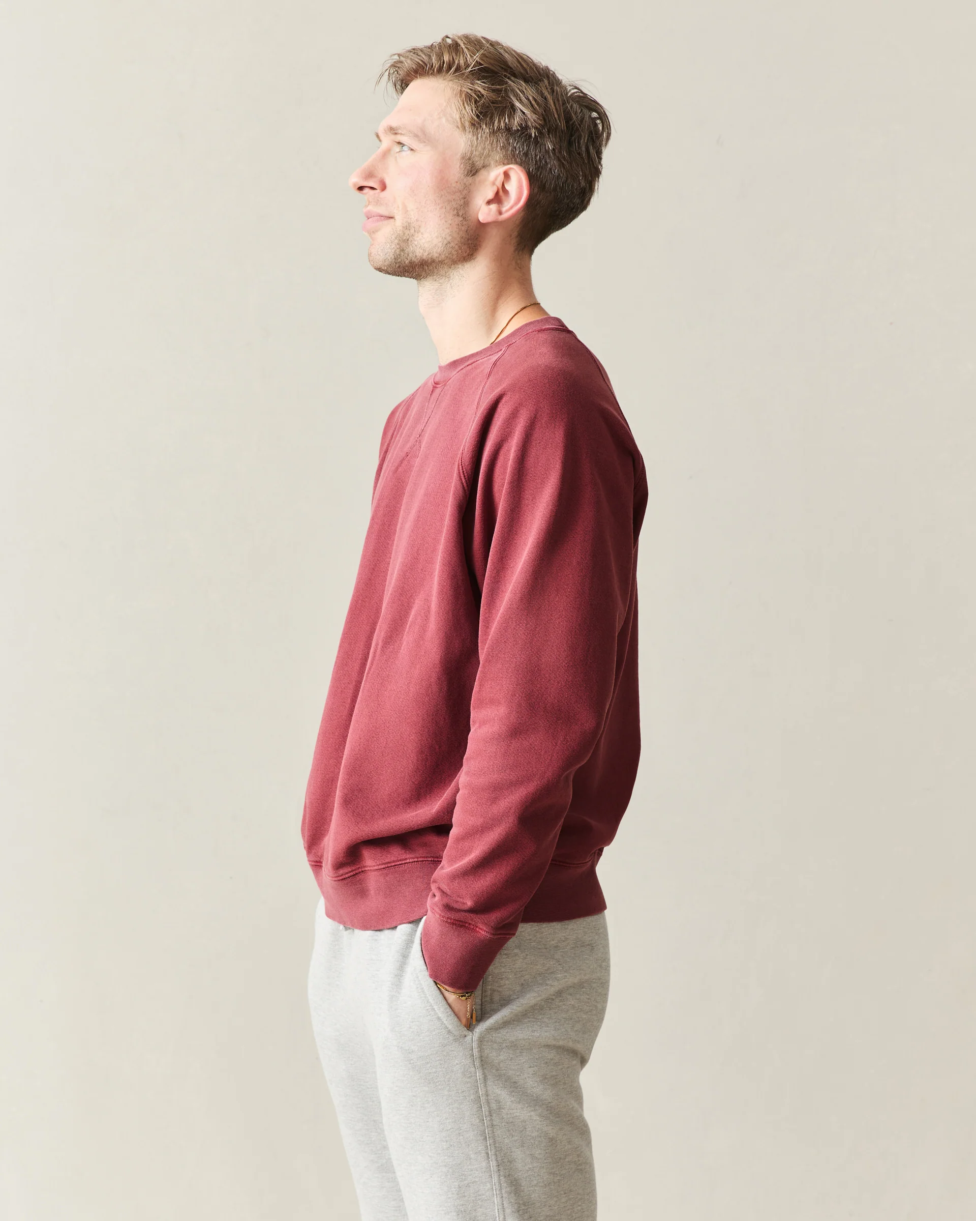 Men's Relaxed French Terry Crew - Syrah - Image 3