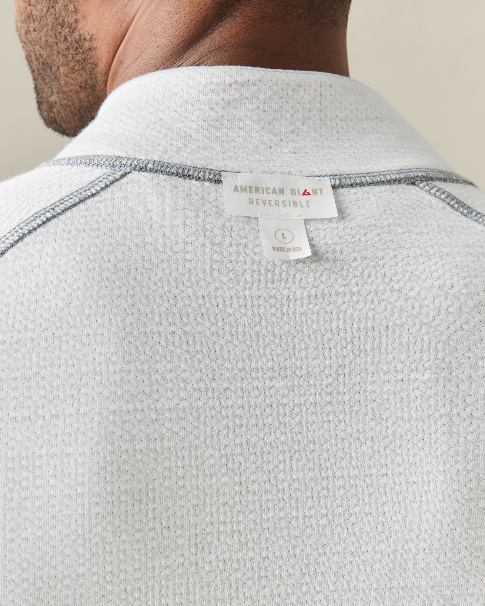 Men's Reversible Half Zip - Natural Grey - Image 11