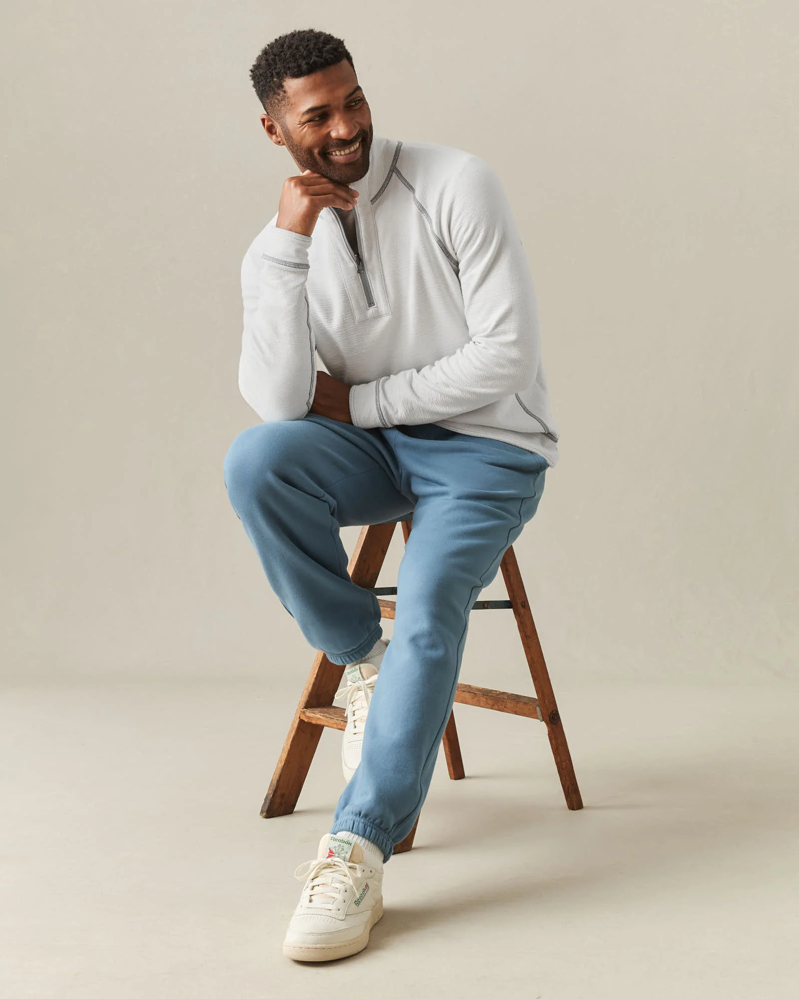 Men's Reversible Half Zip - Natural Grey - Image 12