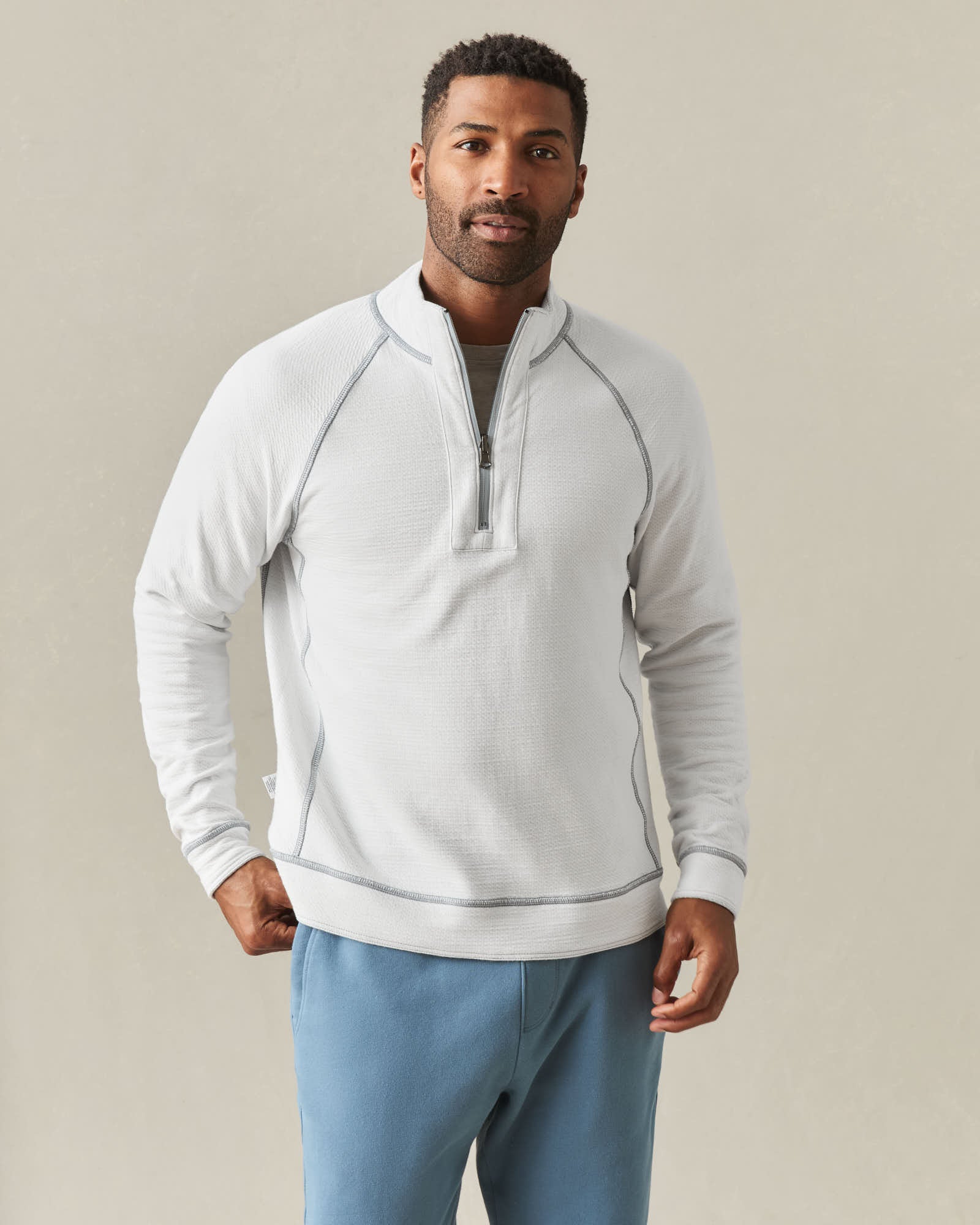 Men's Reversible Half Zip - Natural Grey - Image 8
