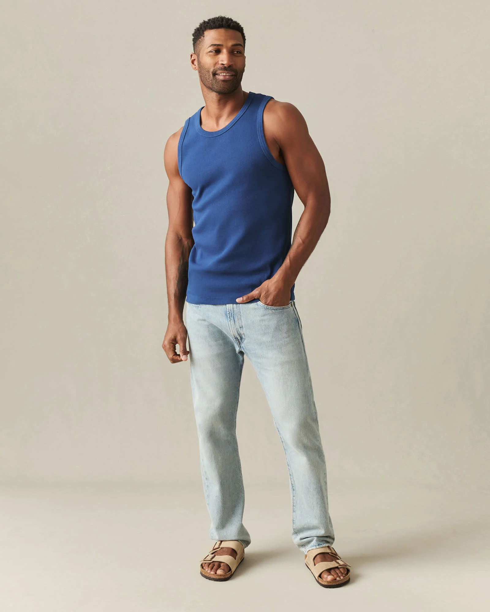 Men's Rib Tank - Estate Blue - Image 6