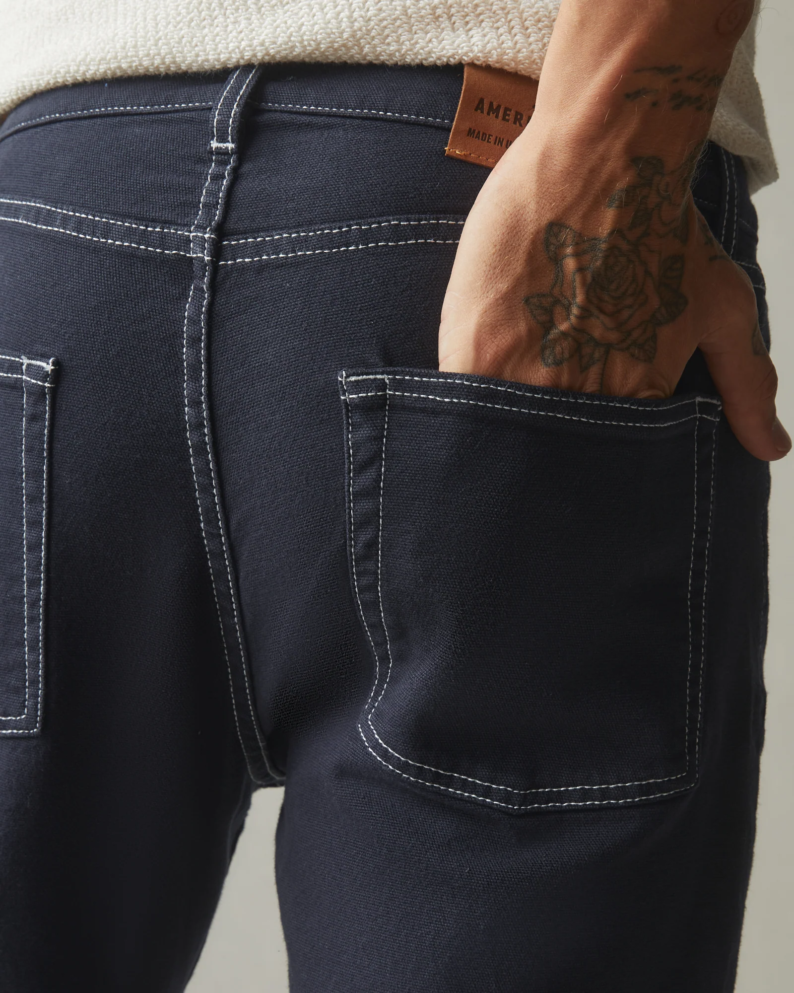 Men's Roughneck Pant Straight Contrast Stitch - Dark Navy - Image 4