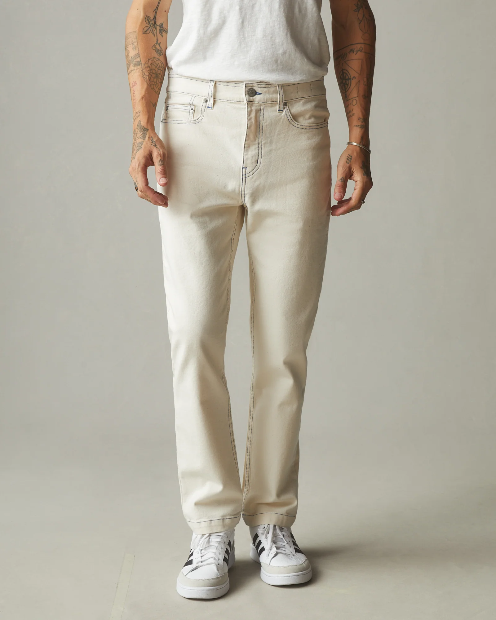 Men's Roughneck Pant Straight Contrast Stitch - PFD Natural