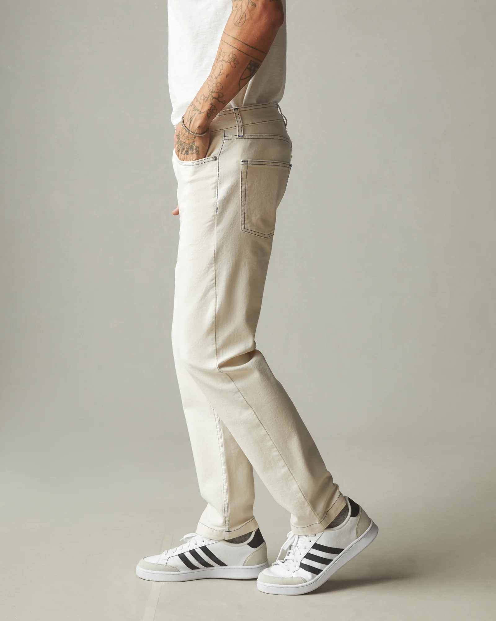Men's Roughneck Pant Straight Contrast Stitch - PFD Natural - Image 2