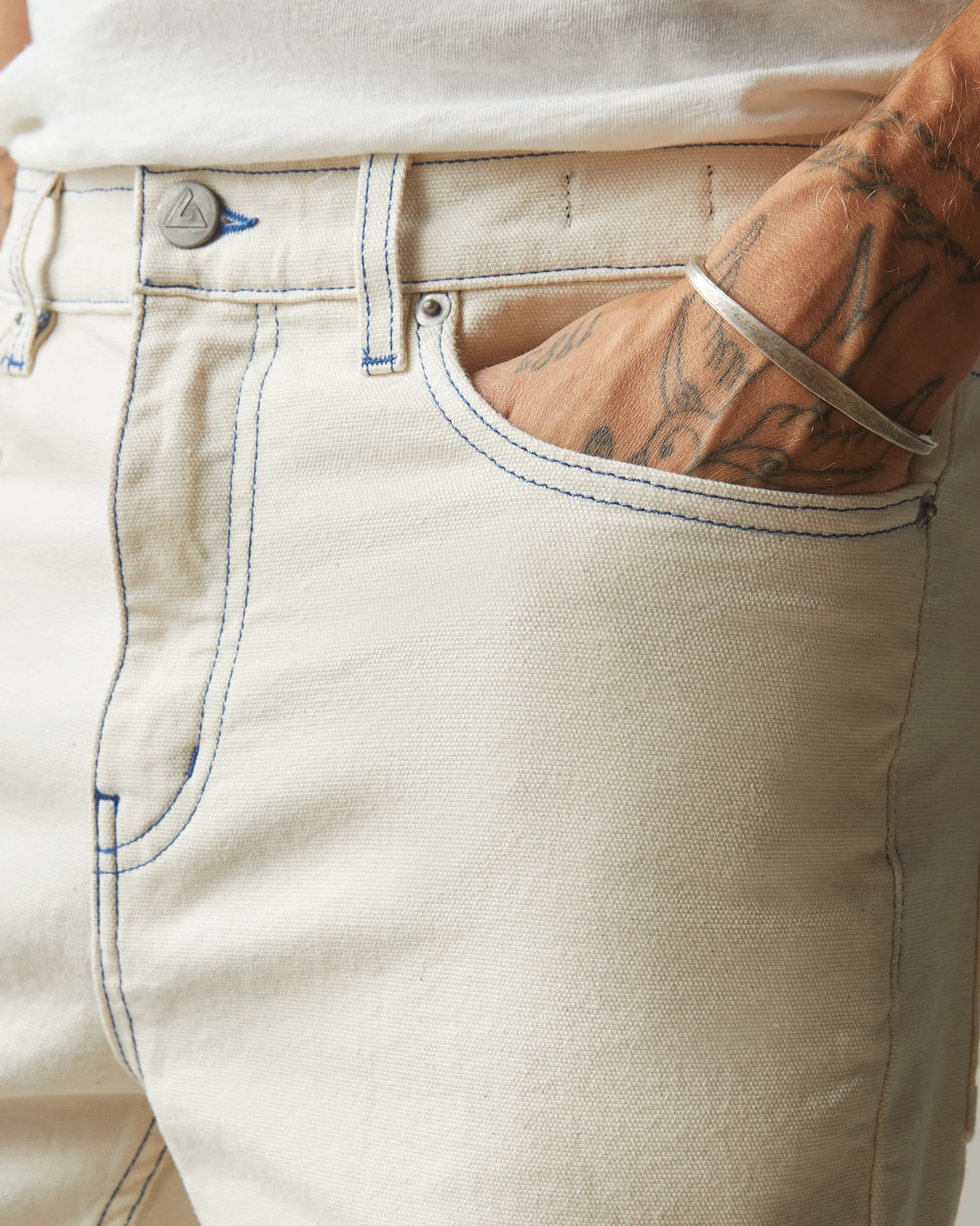Men's Roughneck Pant Straight Contrast Stitch - PFD Natural - Image 4