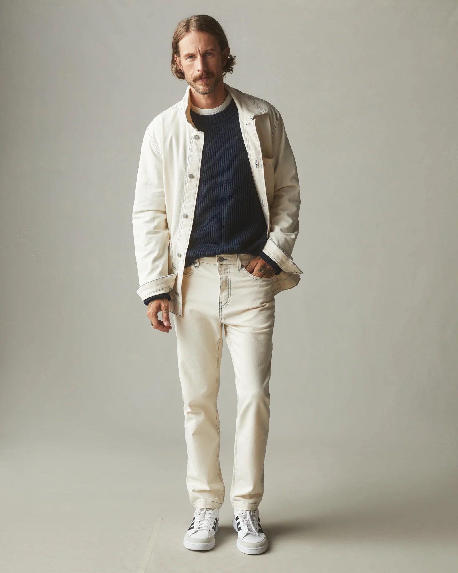 Men's Roughneck Pant Straight Contrast Stitch - PFD Natural - Image 5