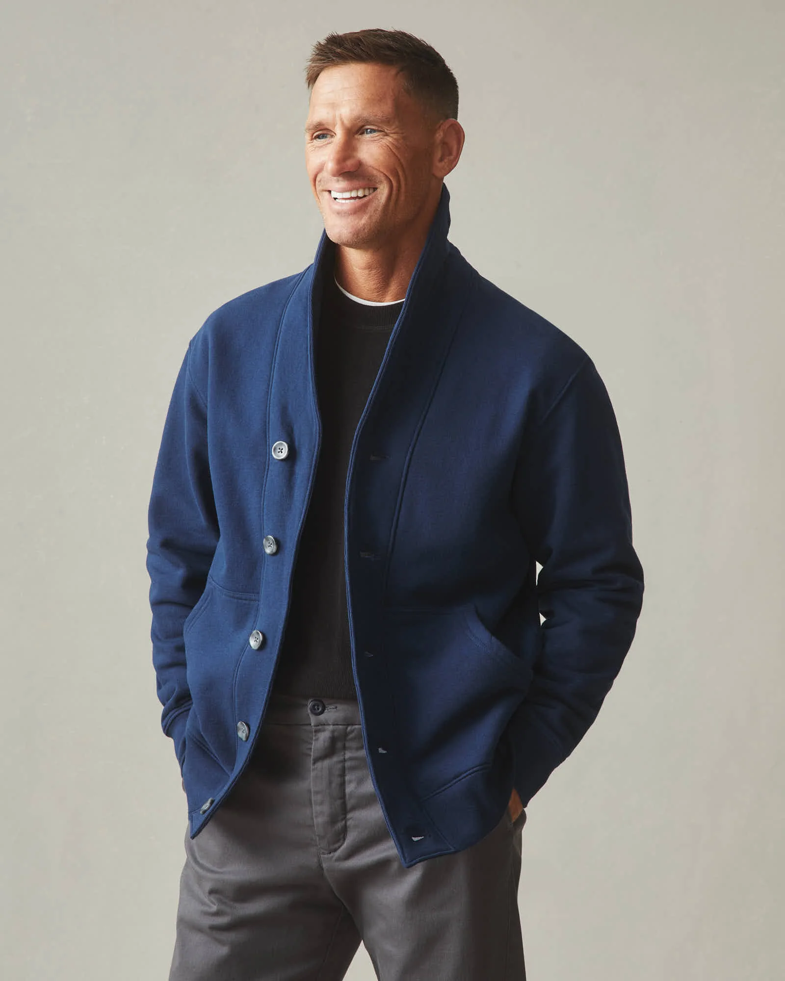 Men's Shawl Cardigan - Pageant Blue - Image 2