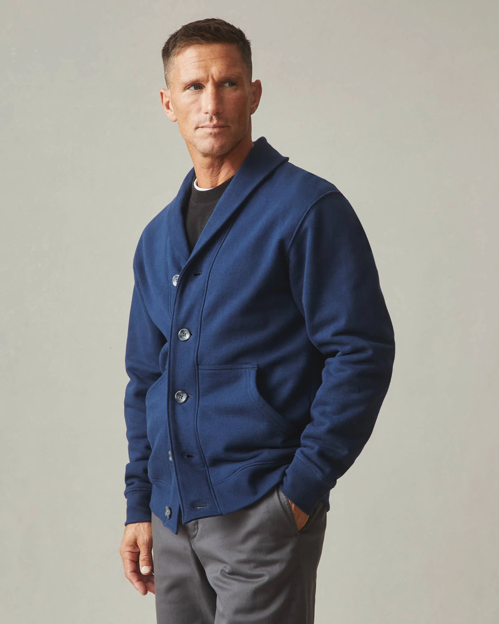Men's Shawl Cardigan - Pageant Blue - Image 3