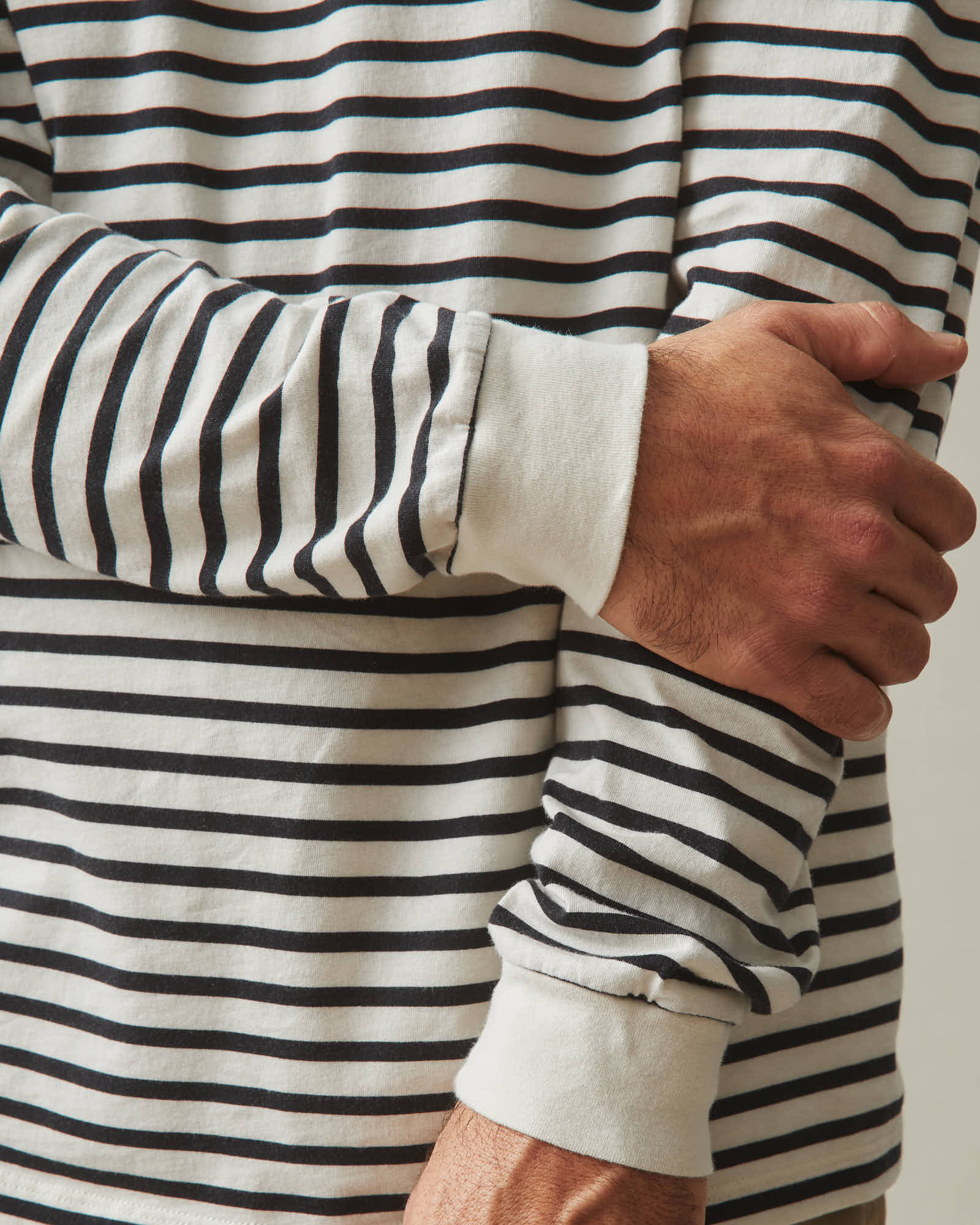 Men's Standard Crew Long Sleeve Tee - Navy Stripe - Image 4