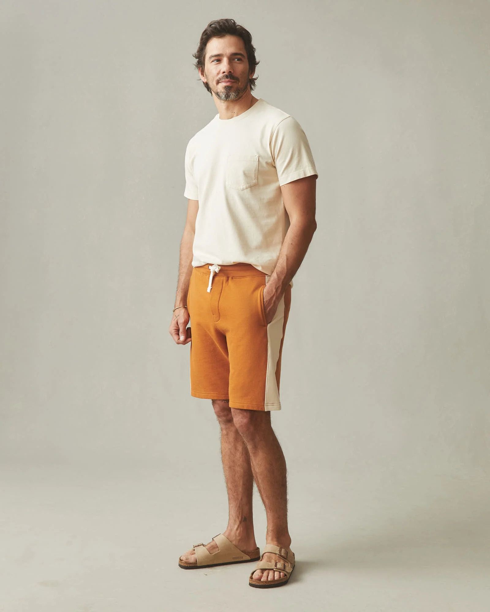 Men's Colorblock Sweatshort - Canyon Clay Creme Brulee - Image 5