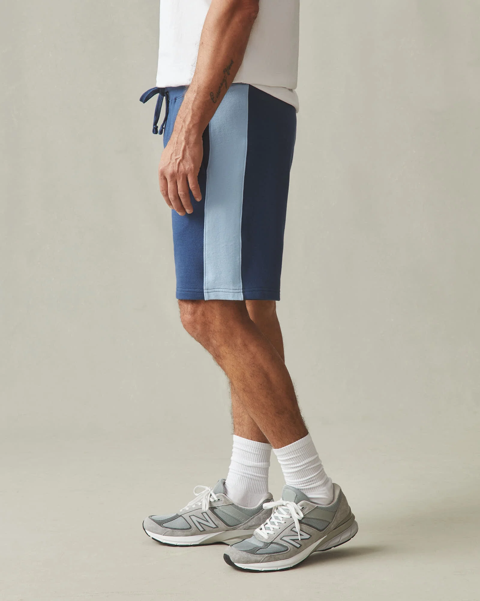 Men's Colorblock Sweatshort - Marine Navy Powder Blue - Image 3
