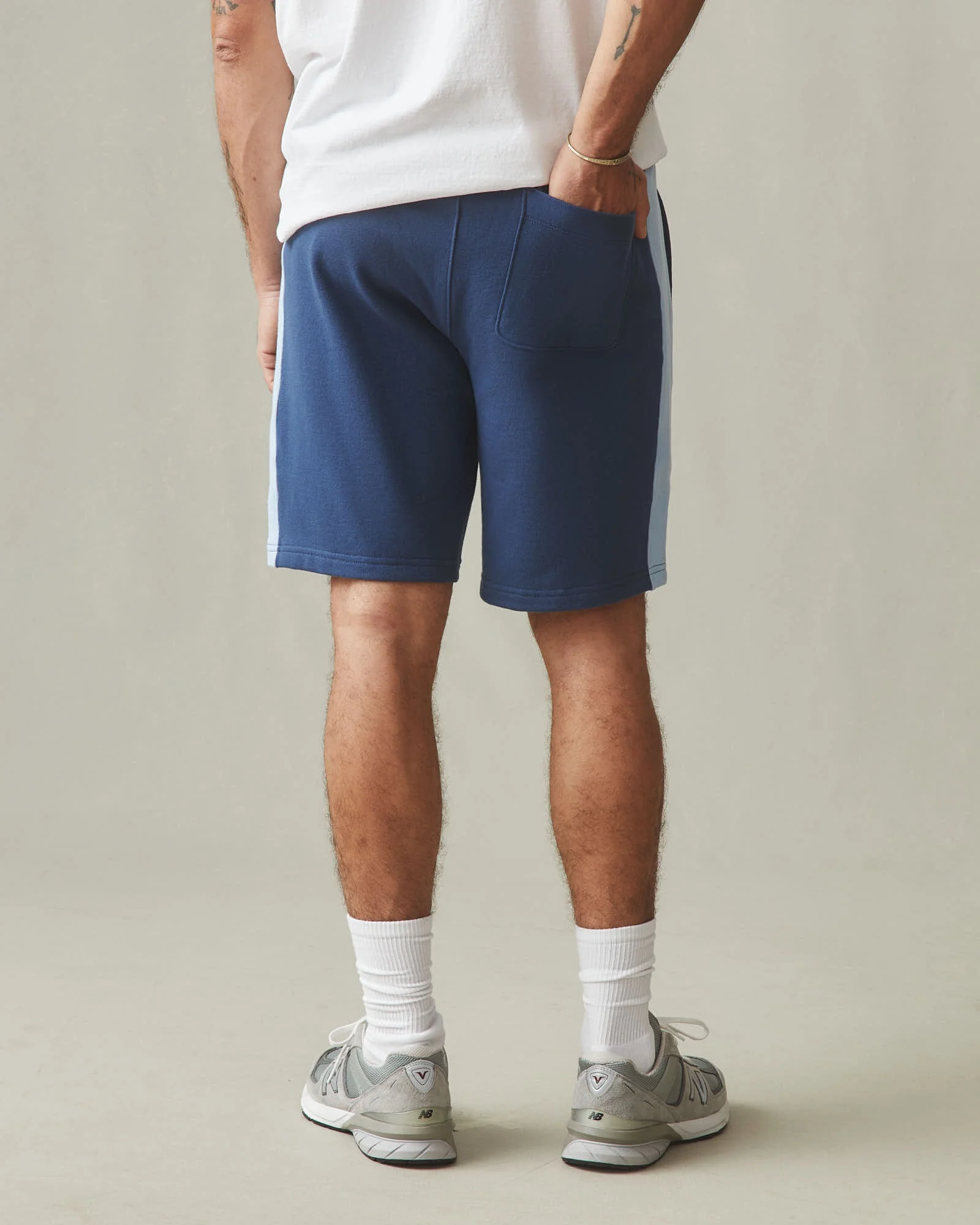 Men's Colorblock Sweatshort - Marine Navy Powder Blue - Image 5