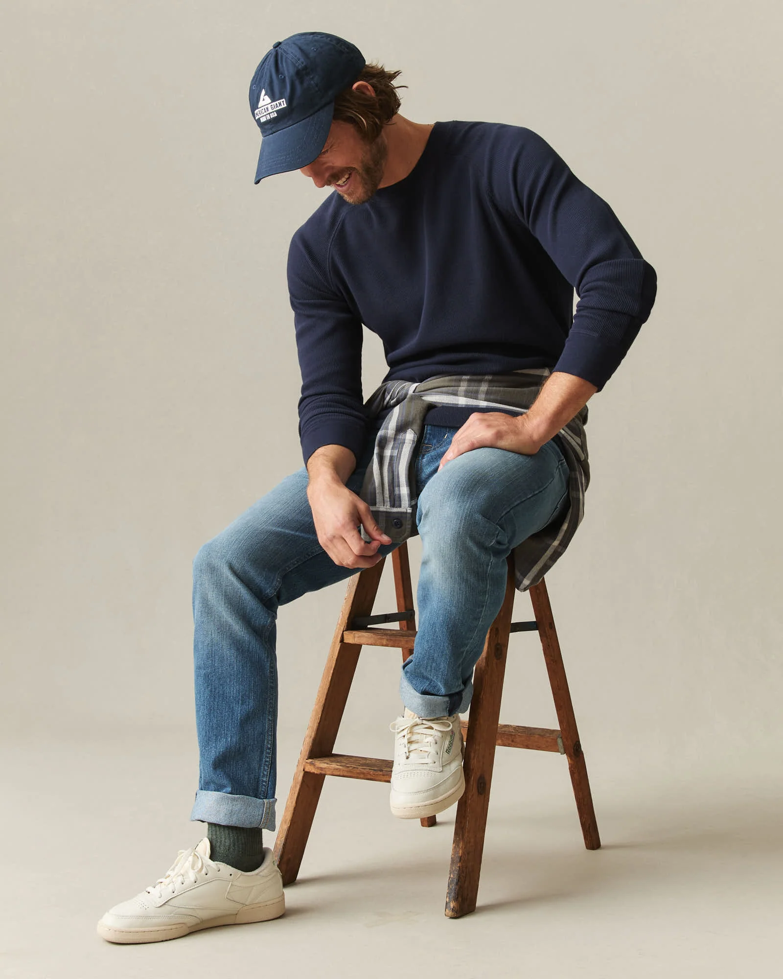 Men's Thermal Long Sleeve Crew Tee - True Navy - Image 6