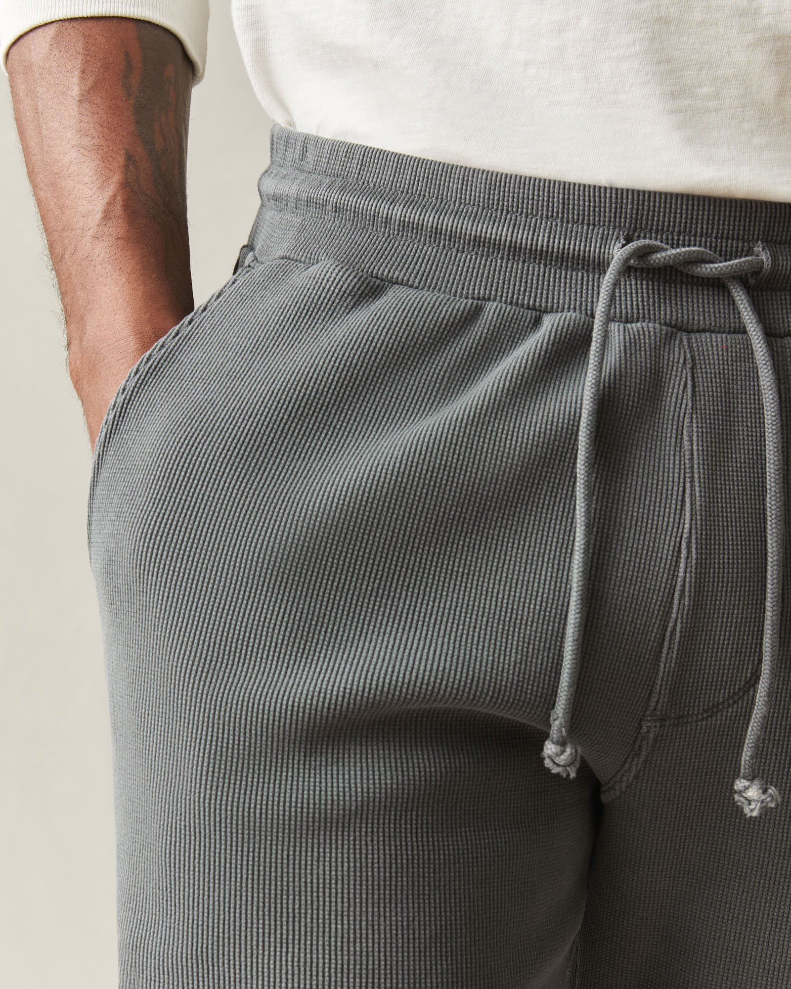 Men's Thermal Shorts - Grey Pinstripe - Image 4