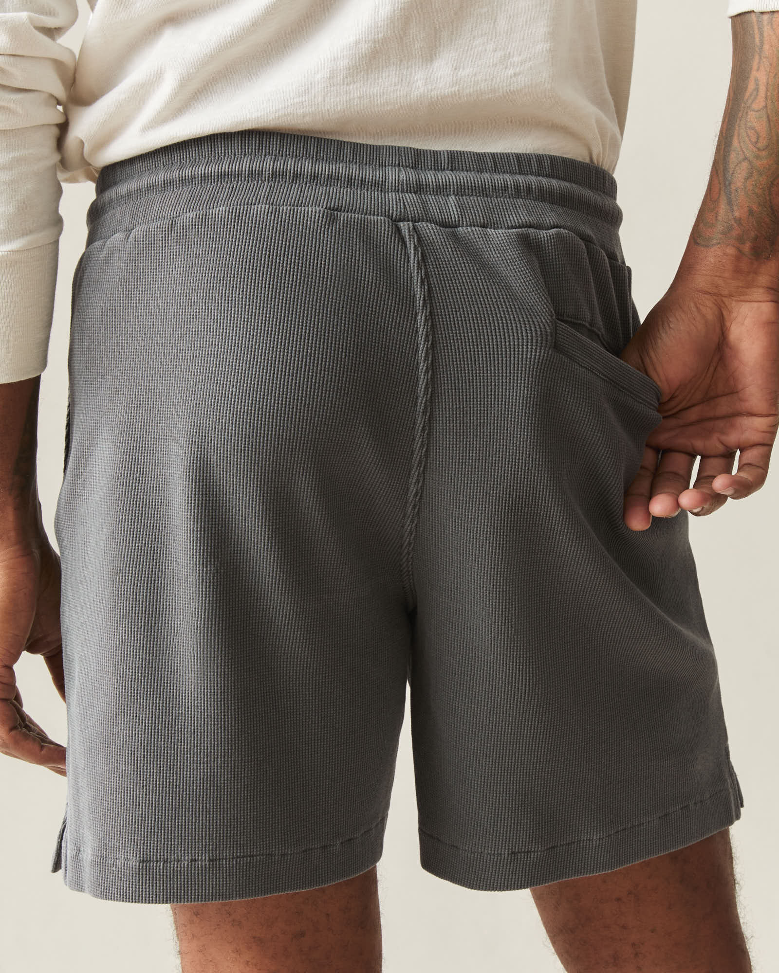 Men's Thermal Shorts - Grey Pinstripe - Image 5
