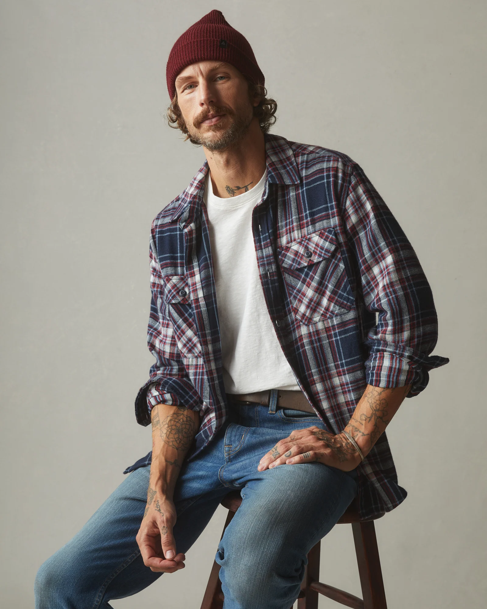Men's Vintage Flannel - Dress Navy Plaid - Image 5