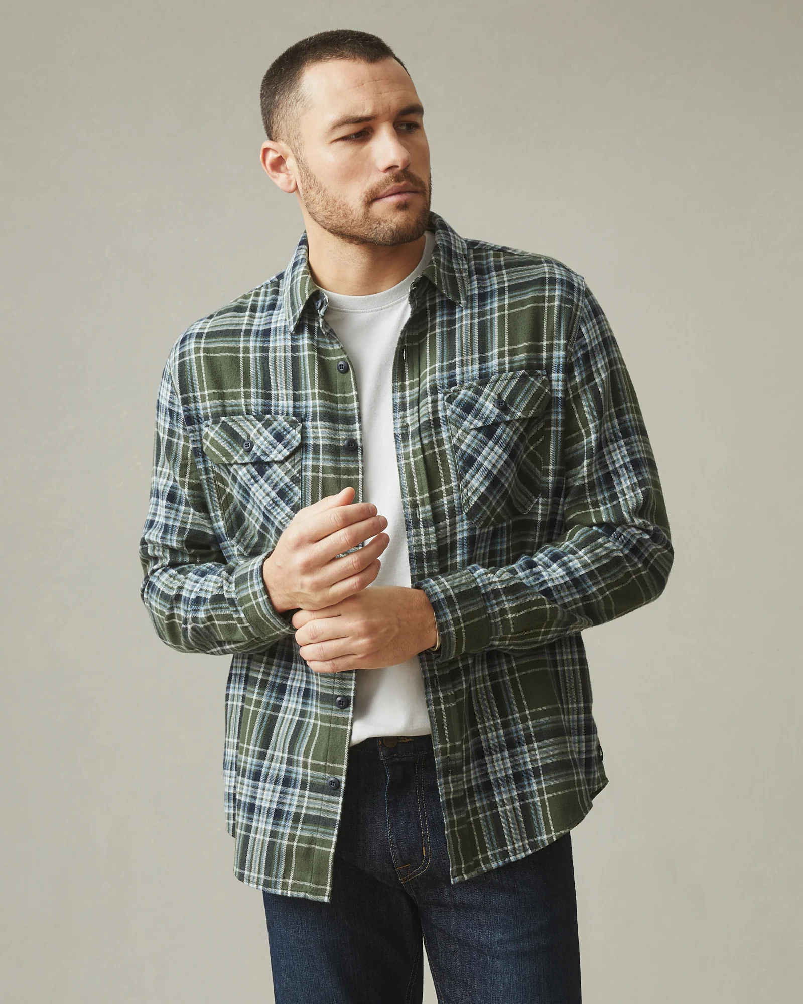 Men's Vintage Flannel - Sage Plaid - Image 3