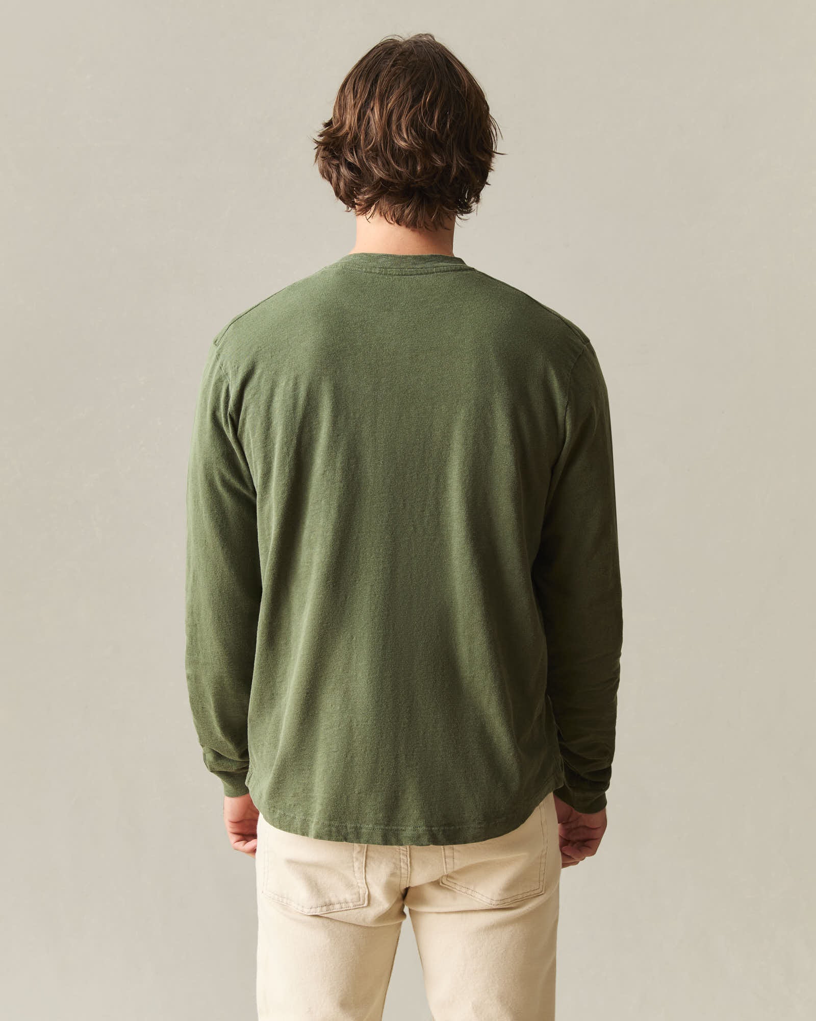 Men's Broken-In Premium Slub Long Sleeve Henley - Rifle Green - Image 3