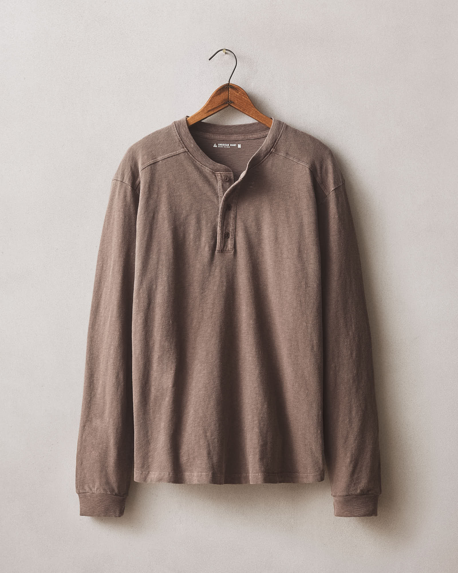 Men's Broken-In Premium Slub Long Sleeve Henley - Washed Coffee Quartz