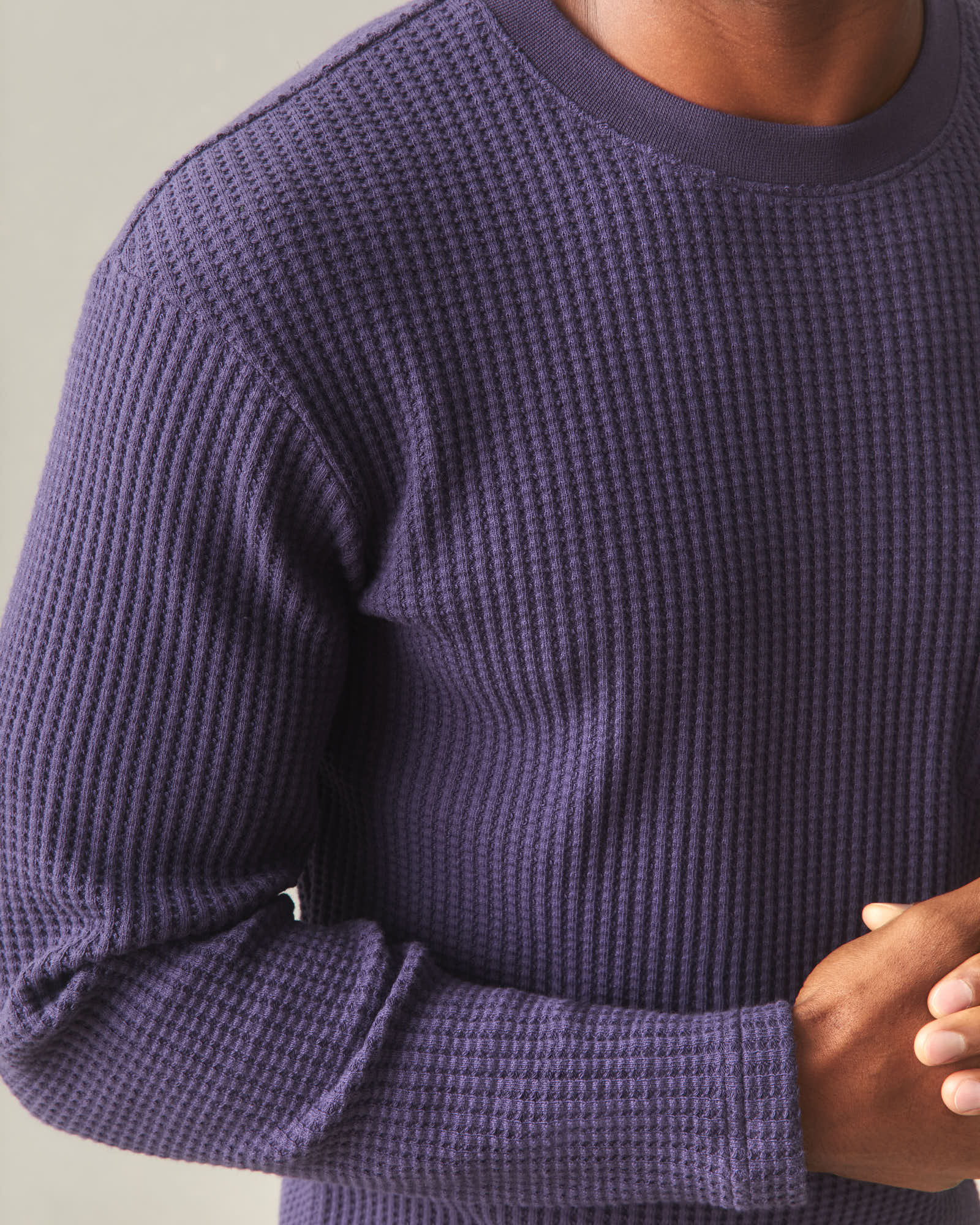 Men's Waffle Long Sleeve Crew - Purple Velvet - Image 4