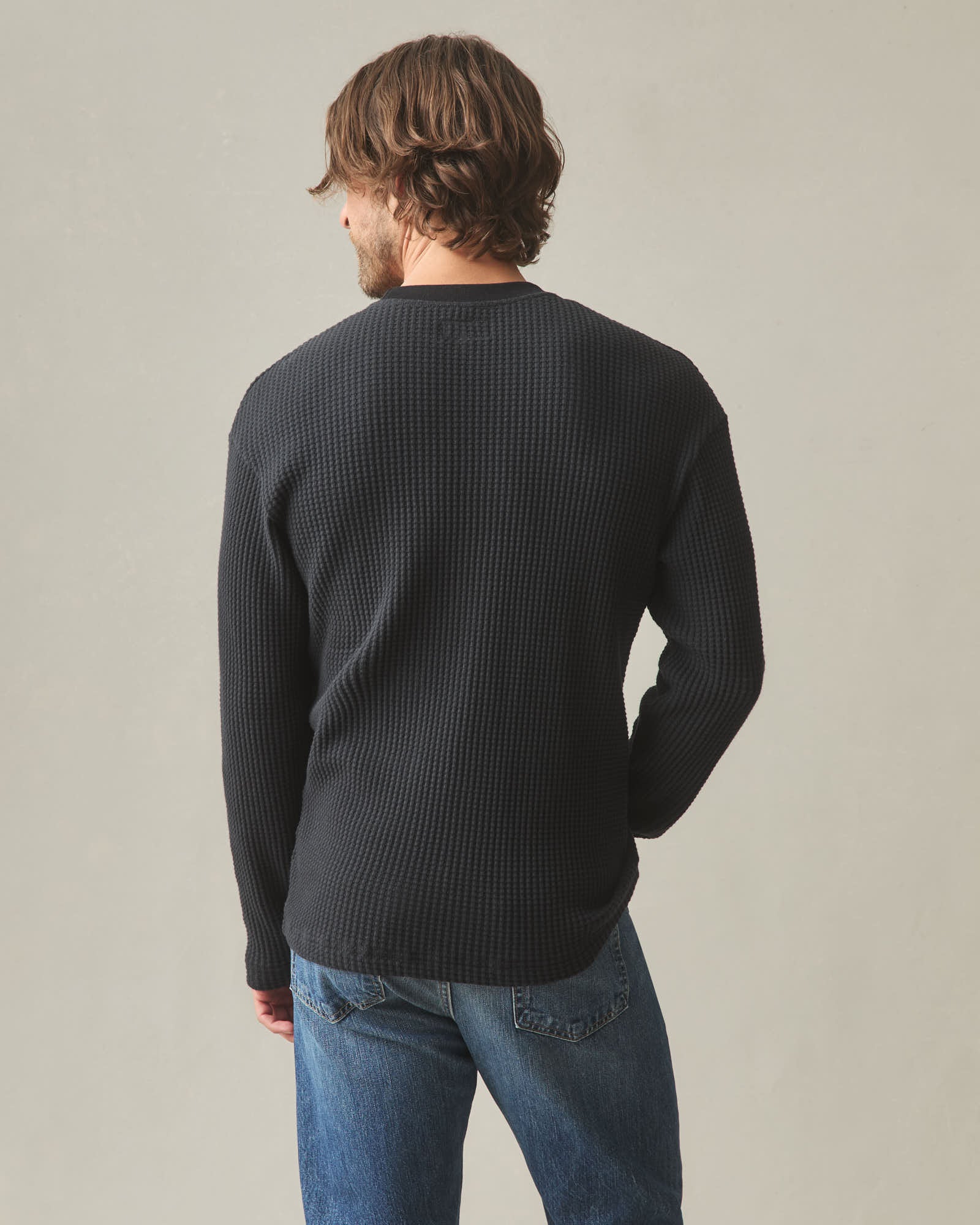 Men's Waffle Pocket Long Sleeve - Black - Image 4