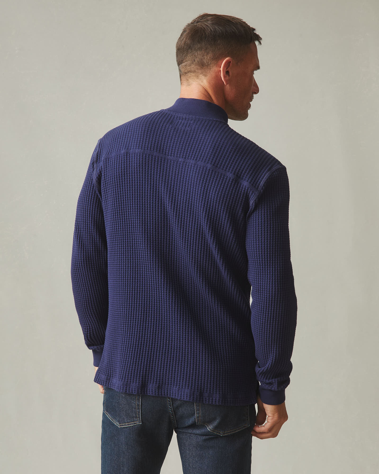 Men's Waffle Yoke Henley Tee - Blue Shadow - Image 5
