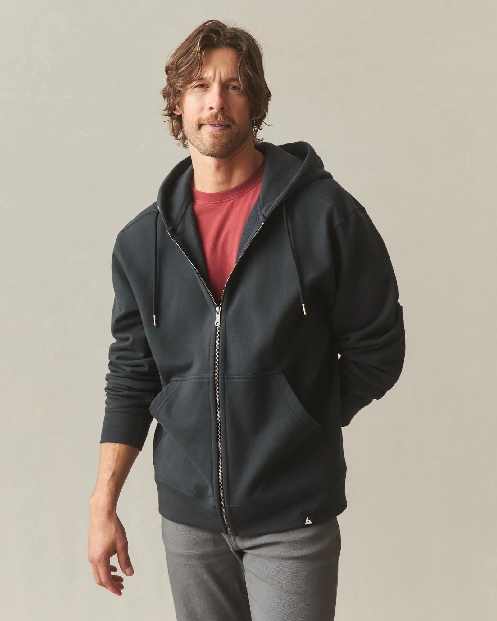 Men's Relaxed Classic Full Zip - Black - Image 2