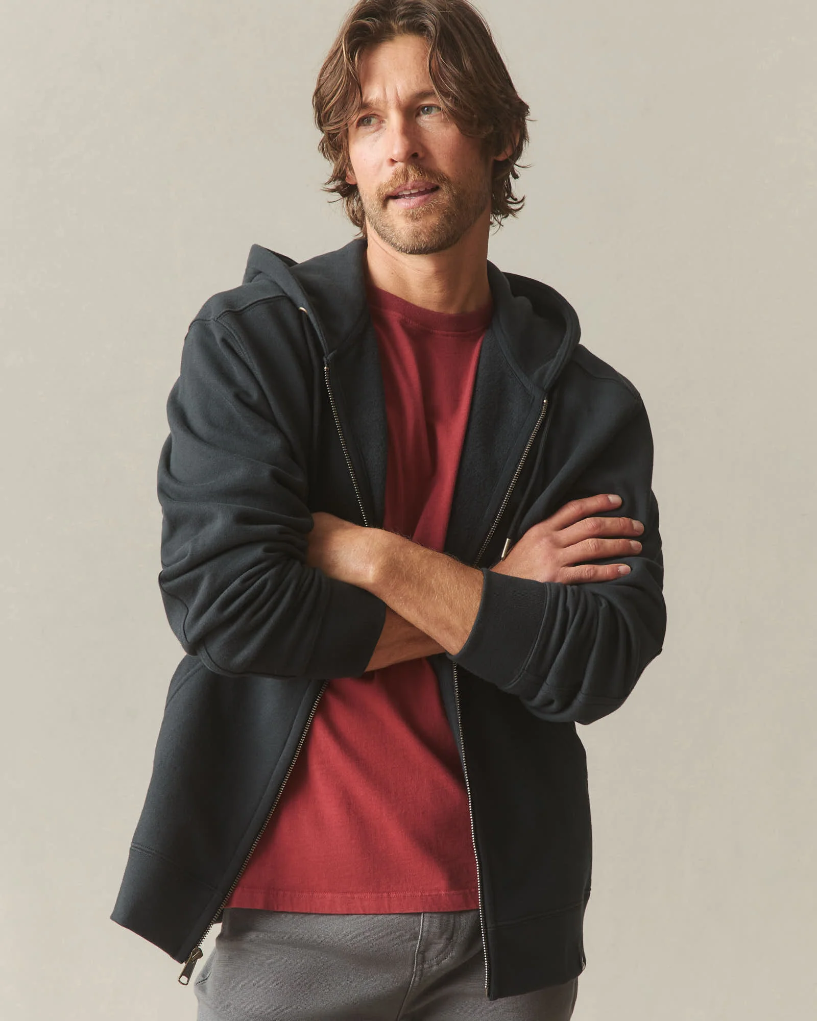 Men's Relaxed Classic Full Zip - Black - Image 3