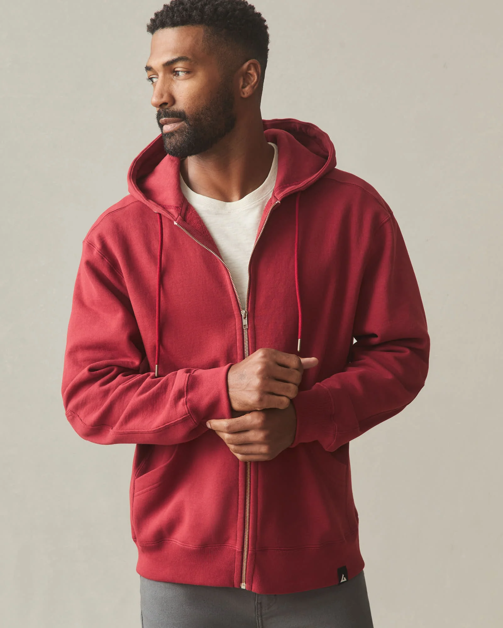 Men's Relaxed Classic Full Zip - Sundried Tomato - Image 3