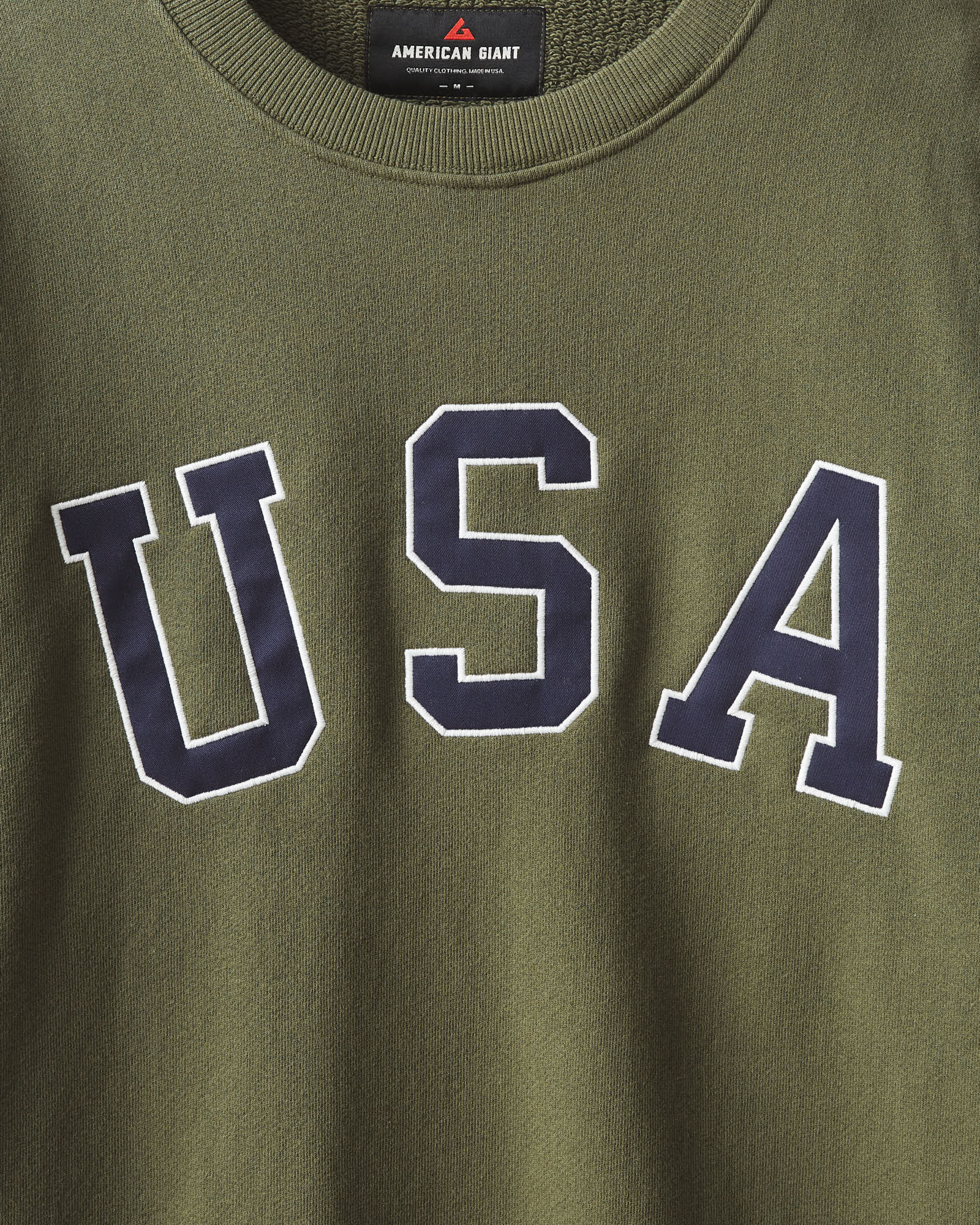 Unisex Relaxed French Terry USA Crew - Olive - Image 7