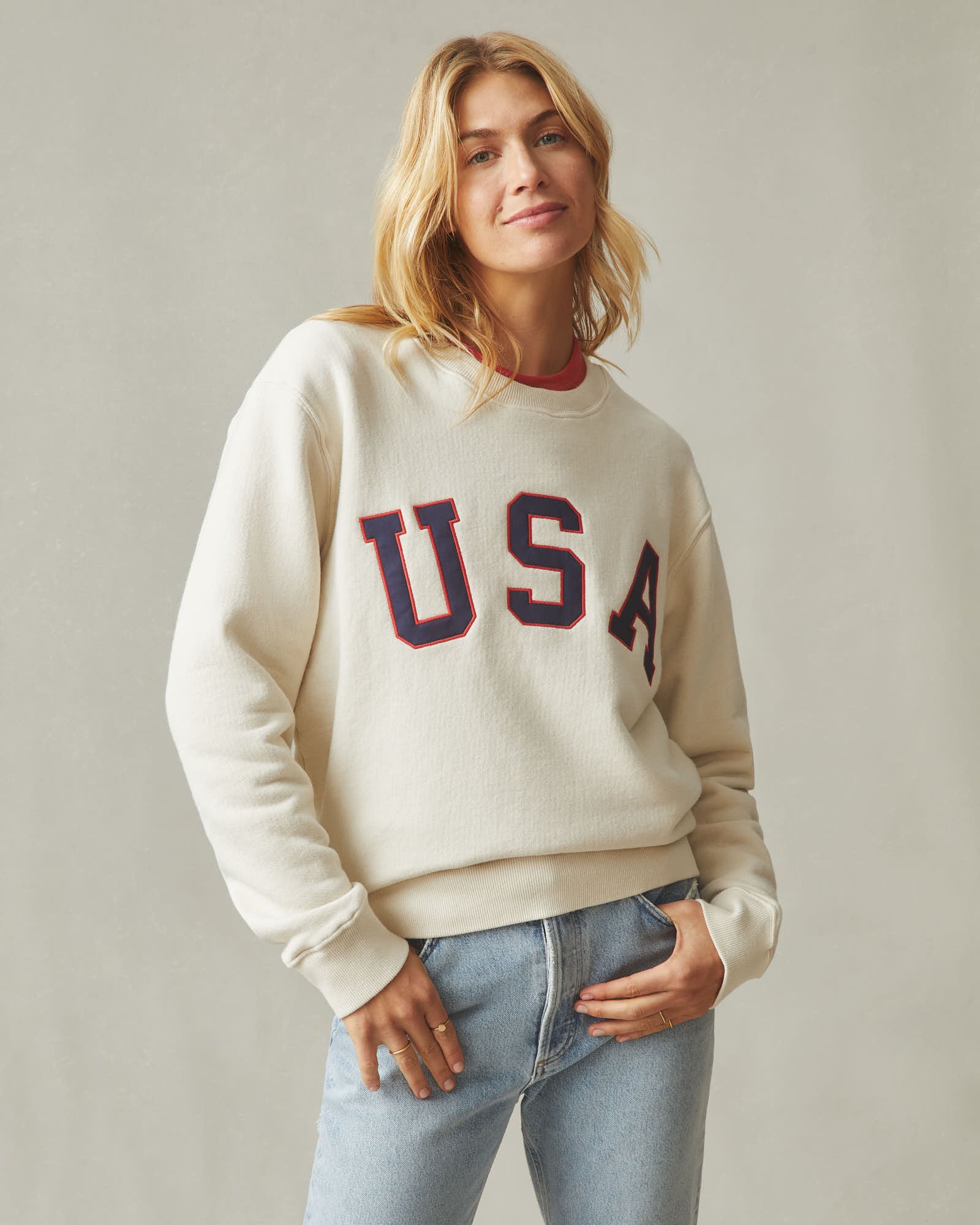 Unisex Relaxed French Terry USA Crew - Turtledove - Image 3