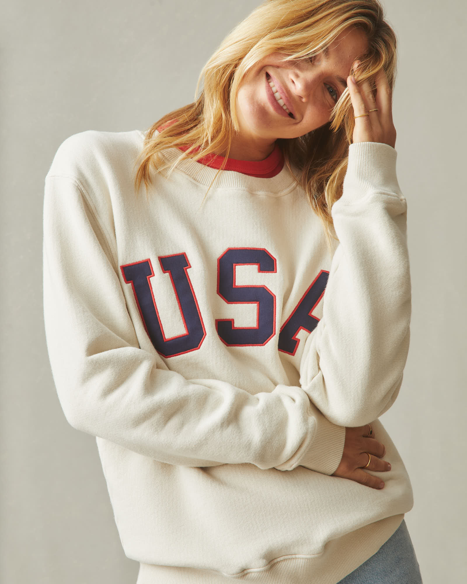 Unisex Relaxed French Terry USA Crew - Turtledove - Image 5