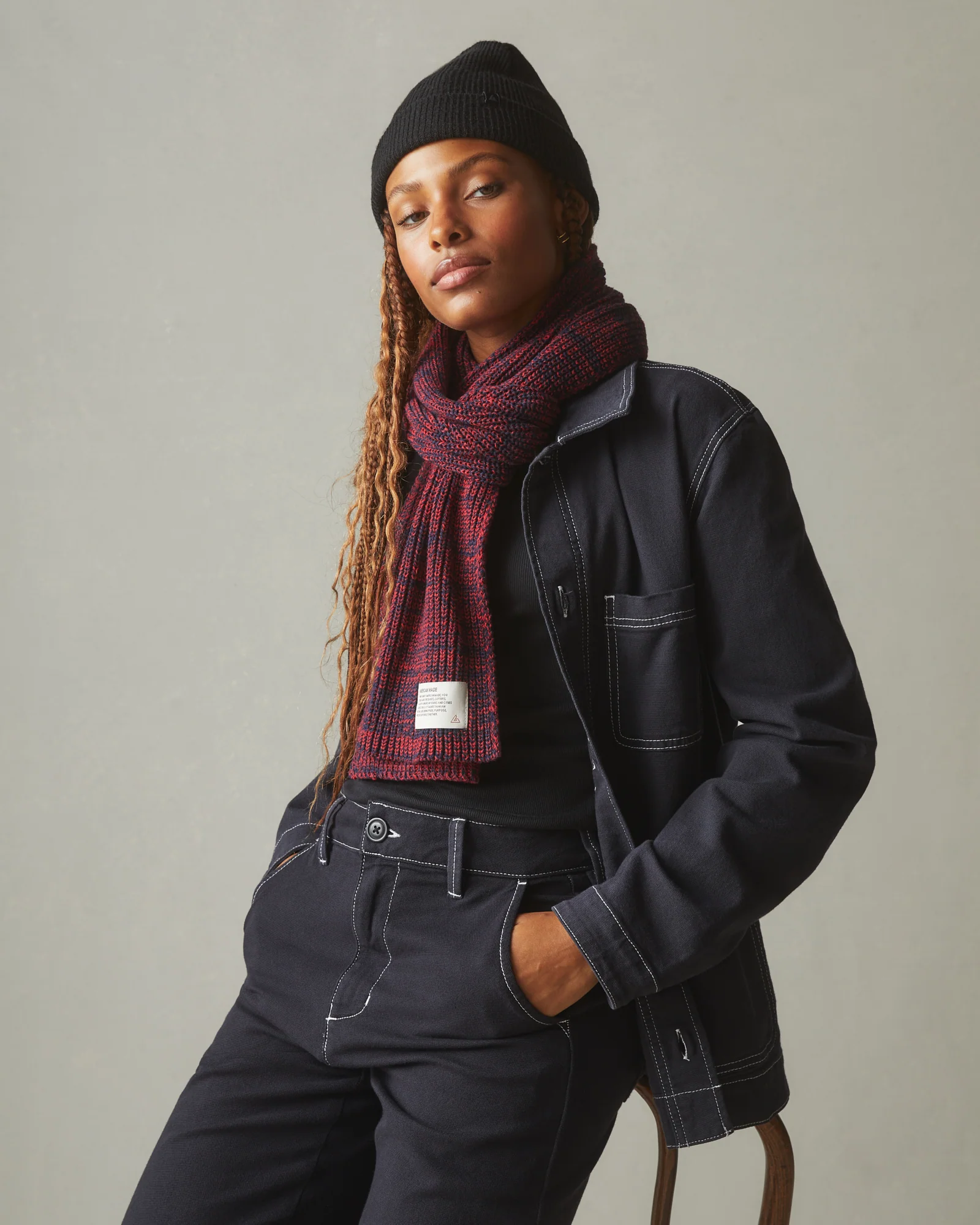 Unisex Roughneck Chore Jacket - Contrast Stitch - Dark Navy - Image 2