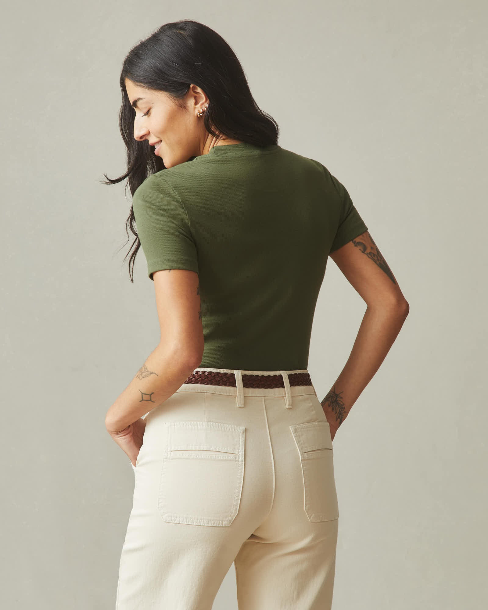 Women's Luxe Rib Crew Tee - Fern - Image 4