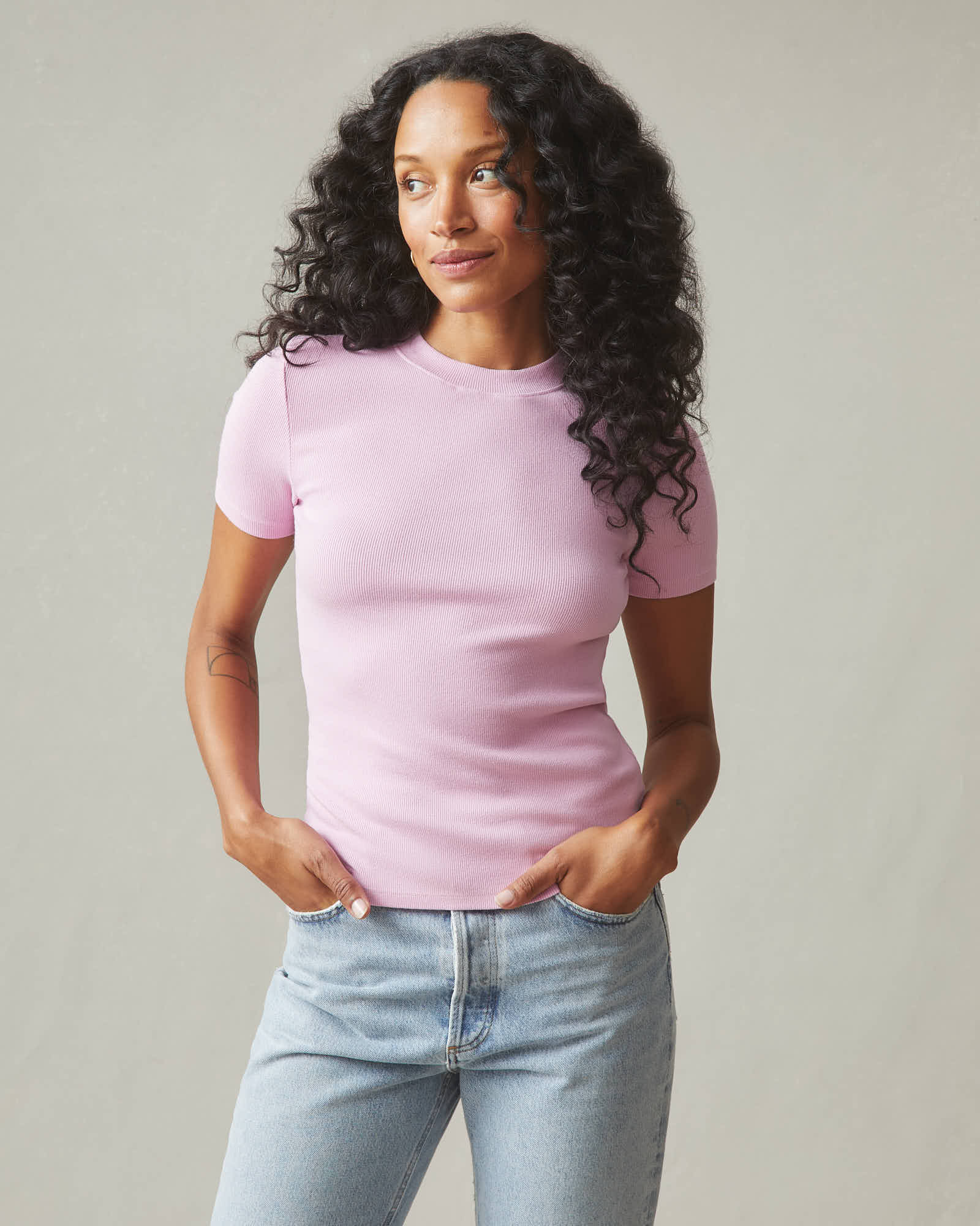 Women's Luxe Rib Crew Tee - Lilac Sachet - Image 2