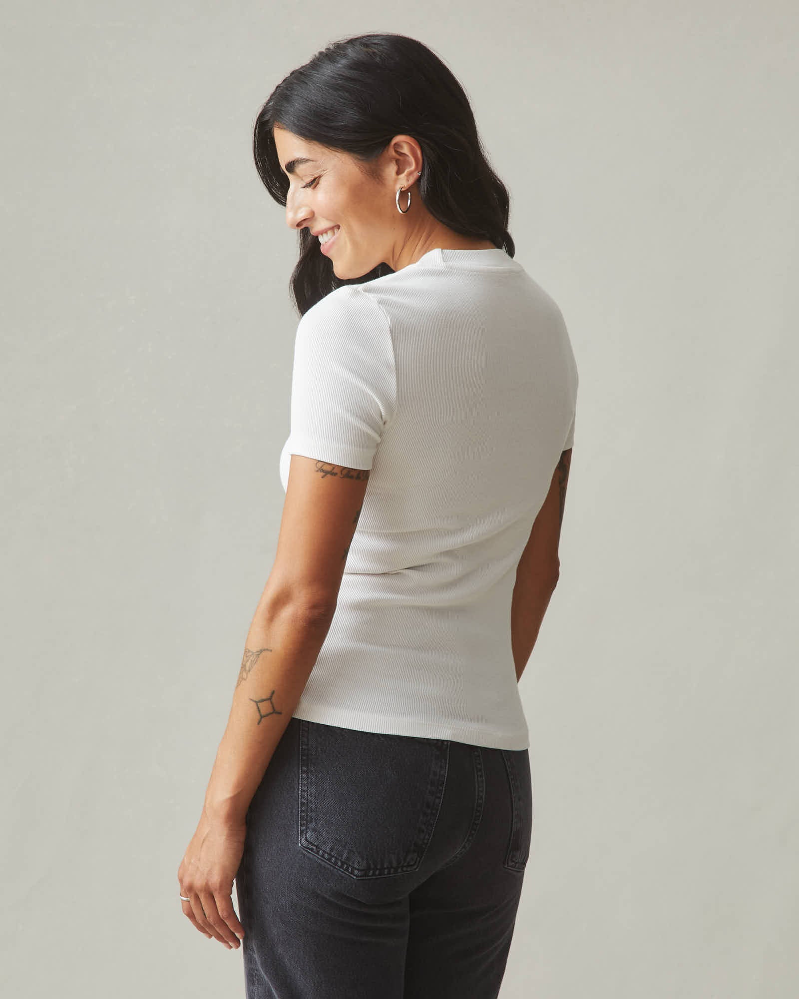 Women's Luxe Rib Crew Tee - White - Image 3